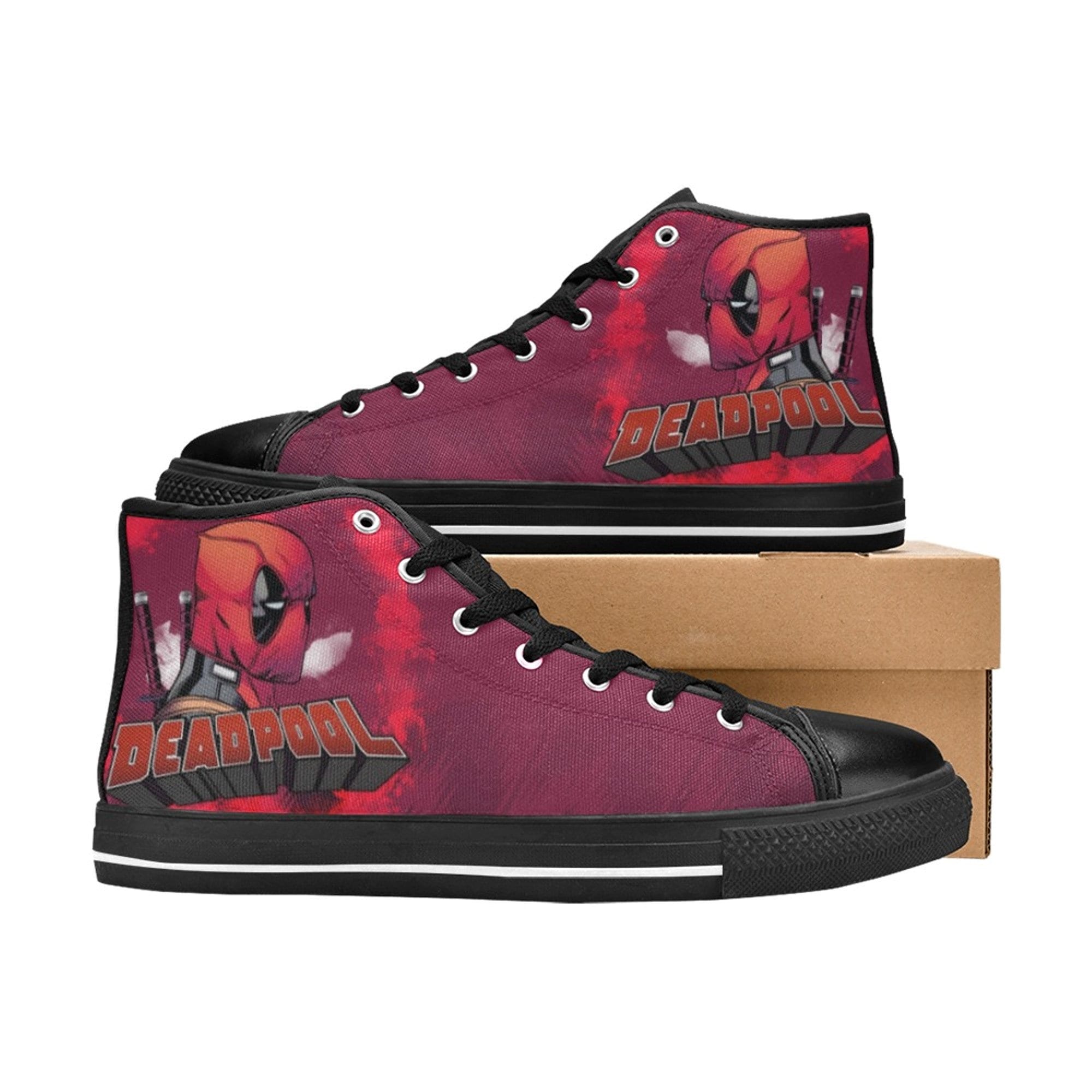 Deadpool High Top Canvas Sneakers, Deadpool Hero Shoes