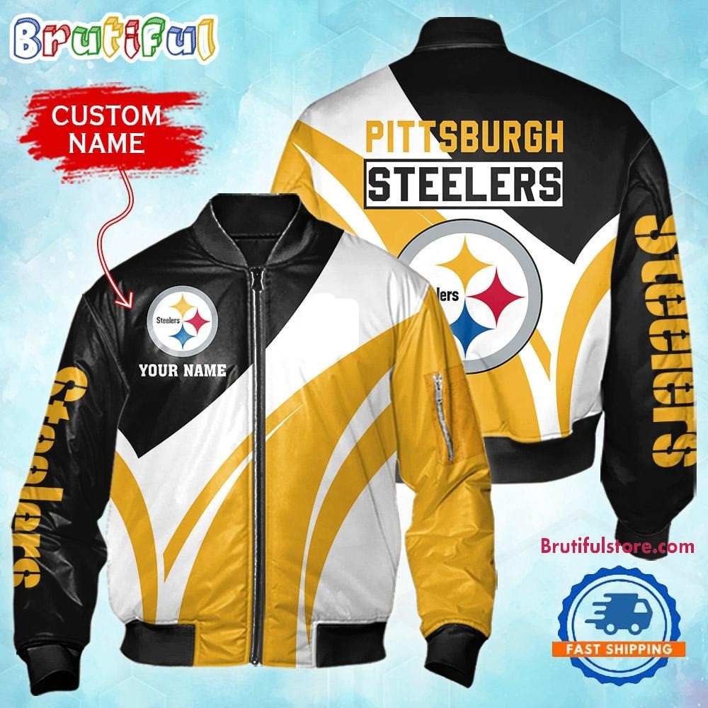Pittsburgh Steeler Football Team Logo Personalized Bomber Jacket