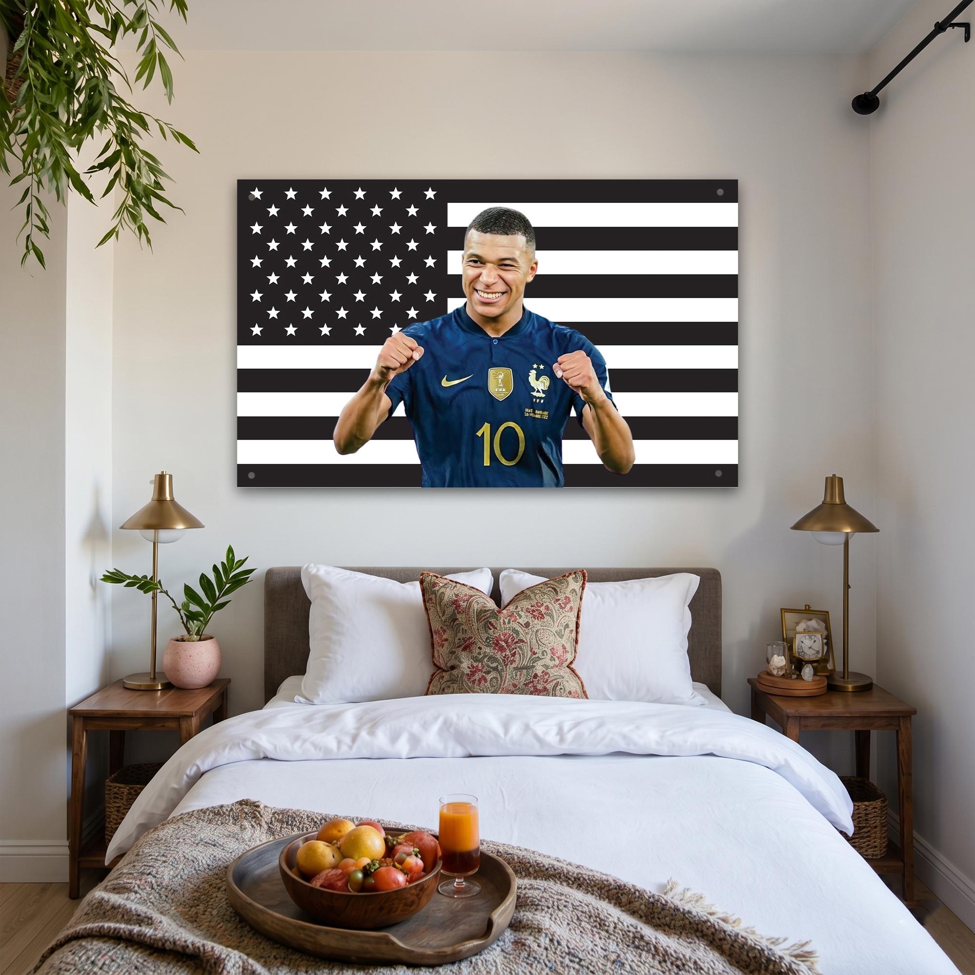 Kylian Mbappe Black US Wall Tapestry Football Soccer Bedroom Decor Sports Fan Banner