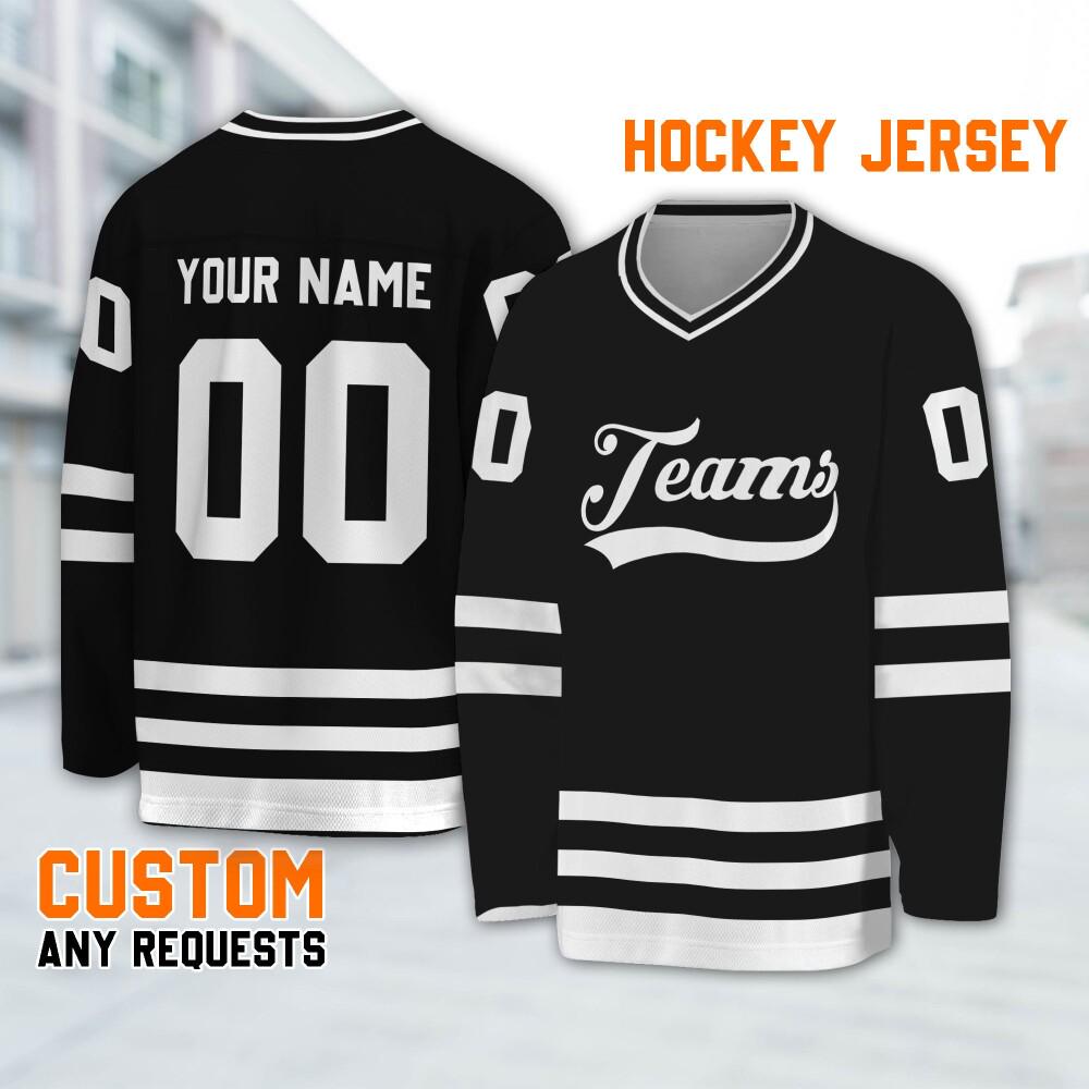 Customized vintage black and white hockey jersey,Custom Name Jersey long Slevees, Uniform Sports Game Day shirt, Name Hockey Ice Team