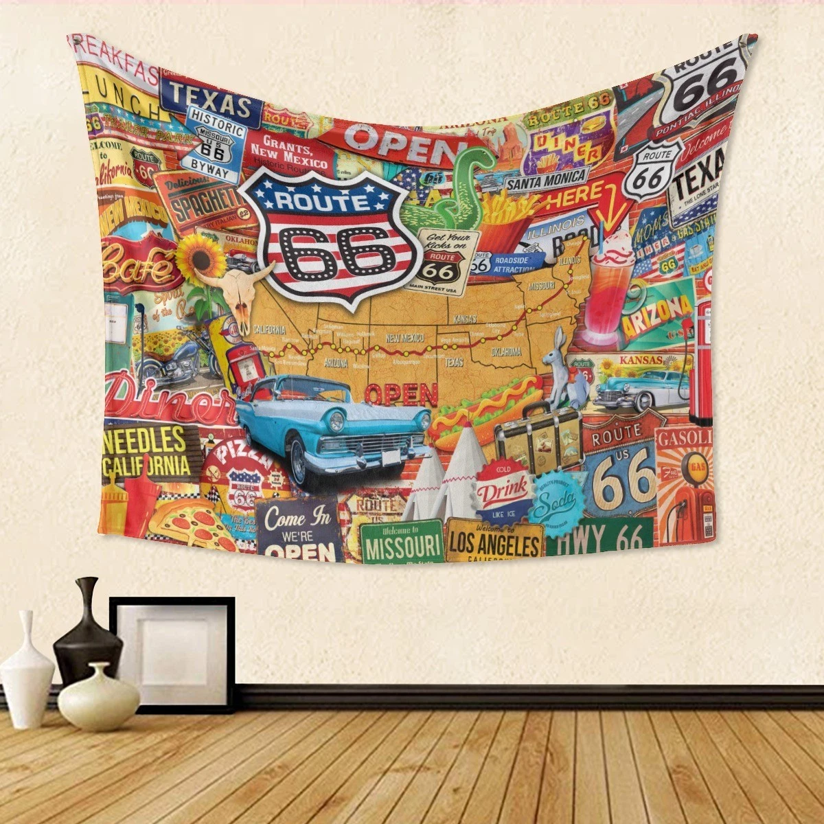 U.S. Route 66 The Mother Road Tapestry, Kid Room Tapestry
