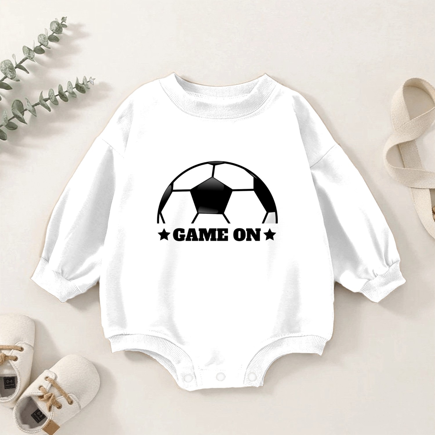DESIGNSoccer game on Baby Romper Sweatshirts