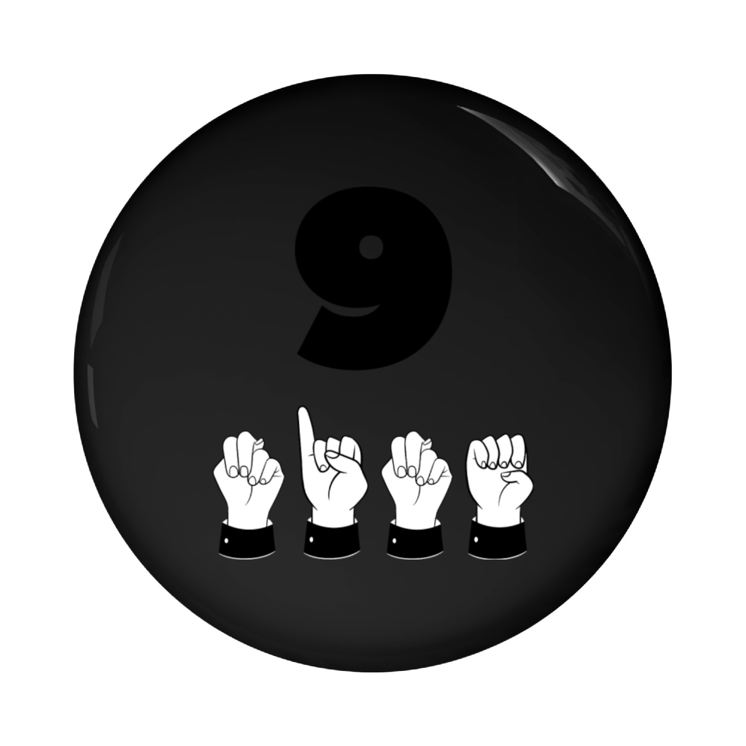 Sign Language ASL Number 9 - Nine Years Old Pin Buttons