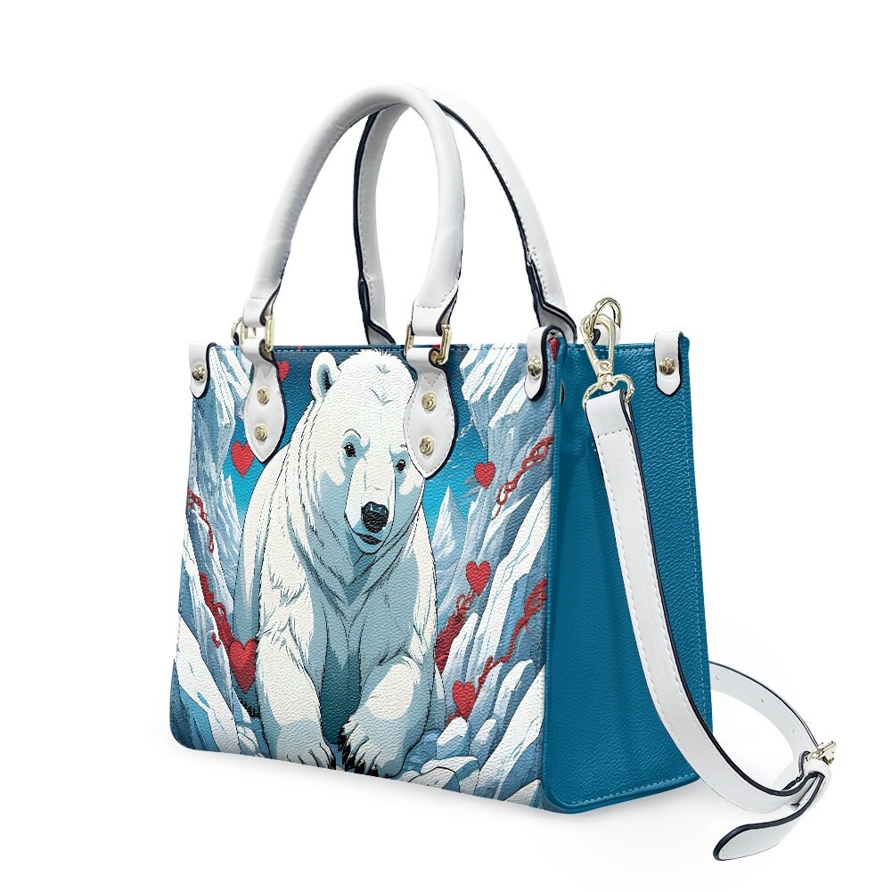 Polar Bear Leather Handbag, Gift for Mother's Day