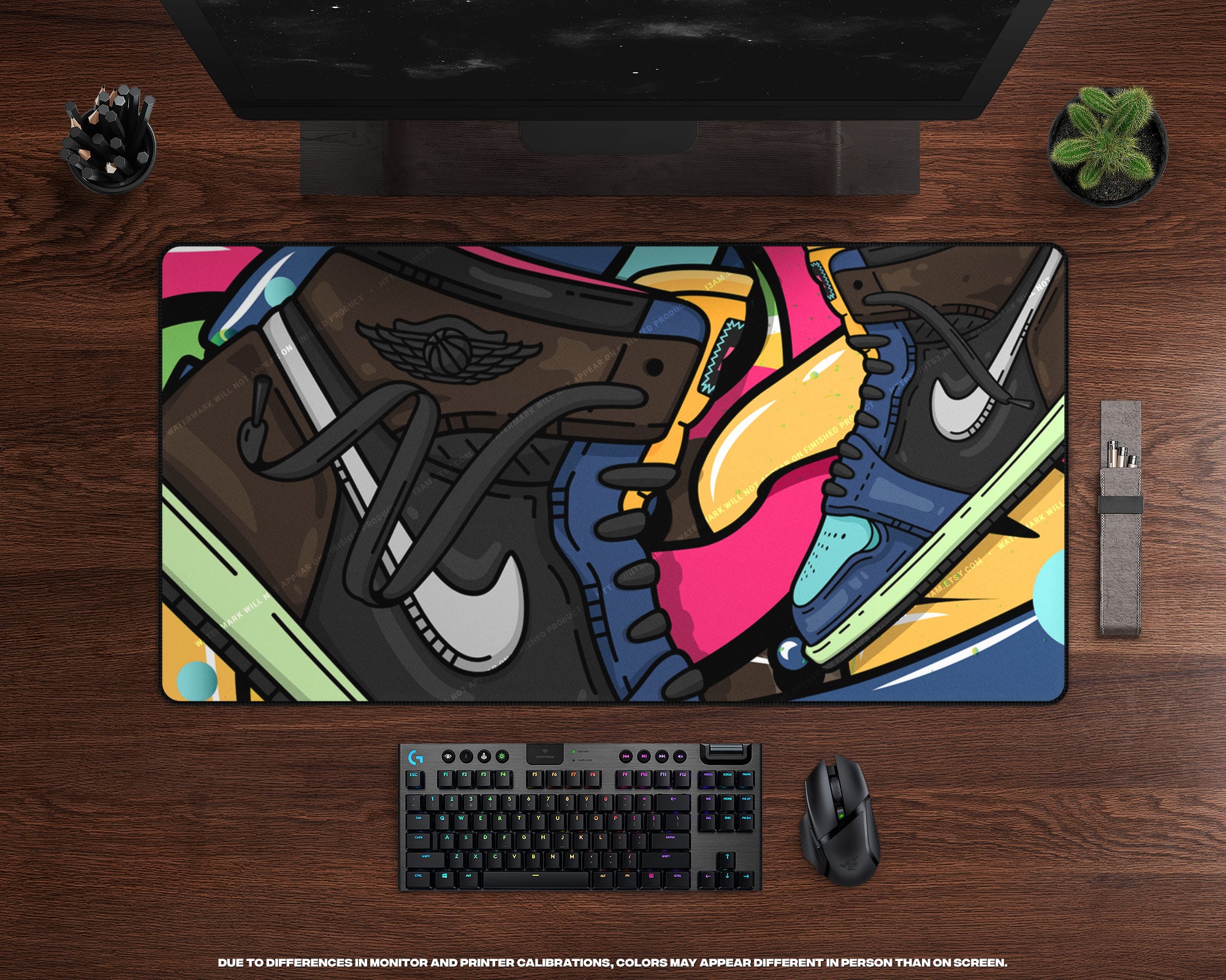Graffiti Bio Hack Ones Desk Mat XL Gaming Mouse Pad, Large Gaming Mat, Mousepad XXL, Sneakerhead, Sneaker Decor, Desk Accessories
