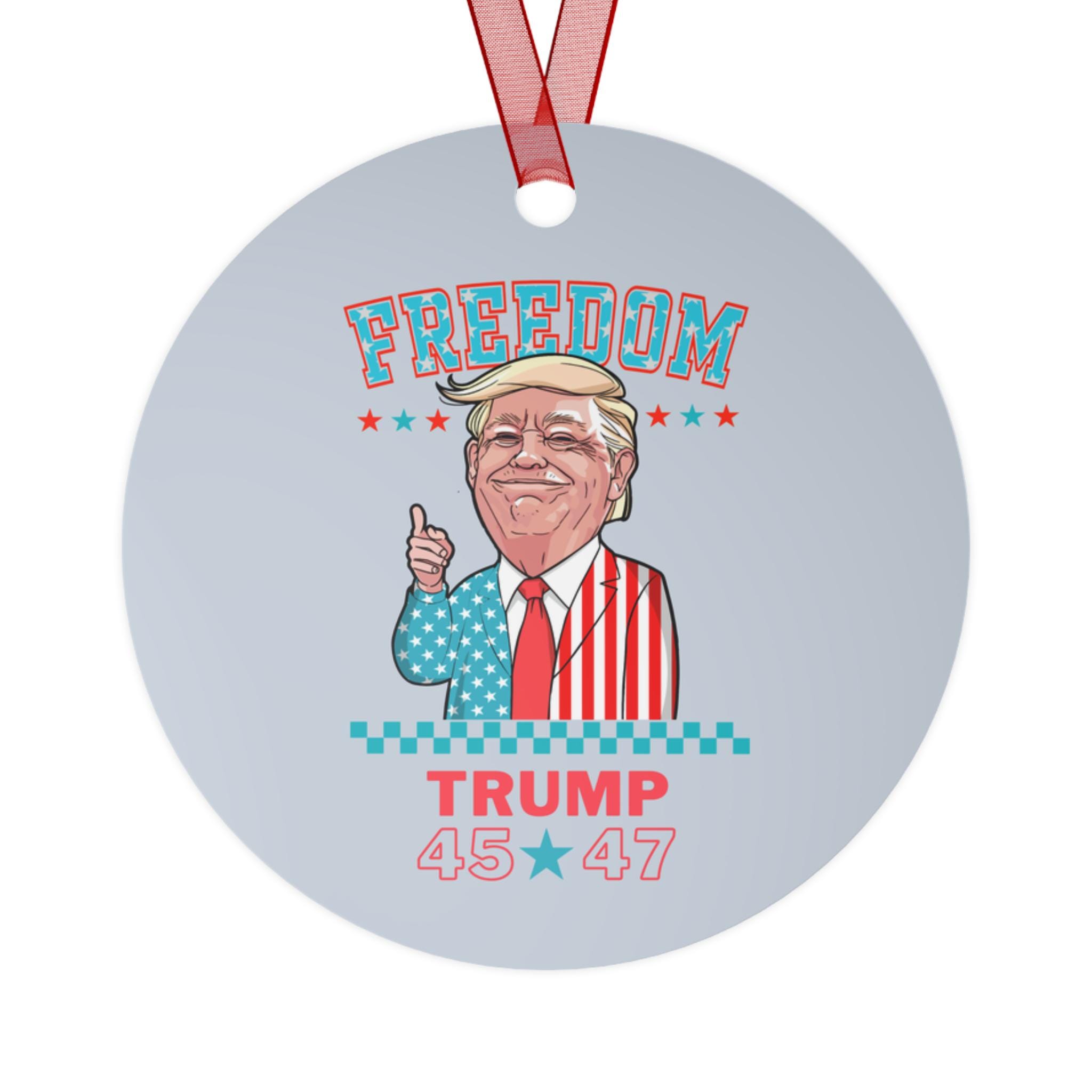 Trump Freedom 45 47 Metal Christmas ornament | Presidential Republican Donald Trump Front Back Christmas Ornament MAGA Holiday Gift