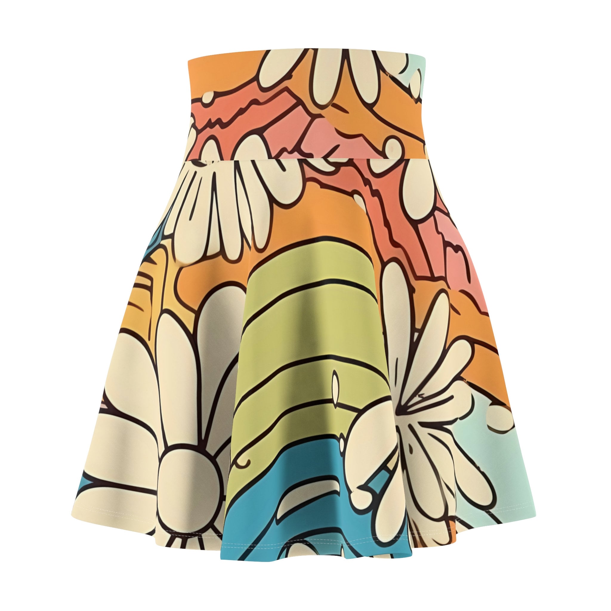 Boho Floral Skater Skirt, Women's Skater Skirt