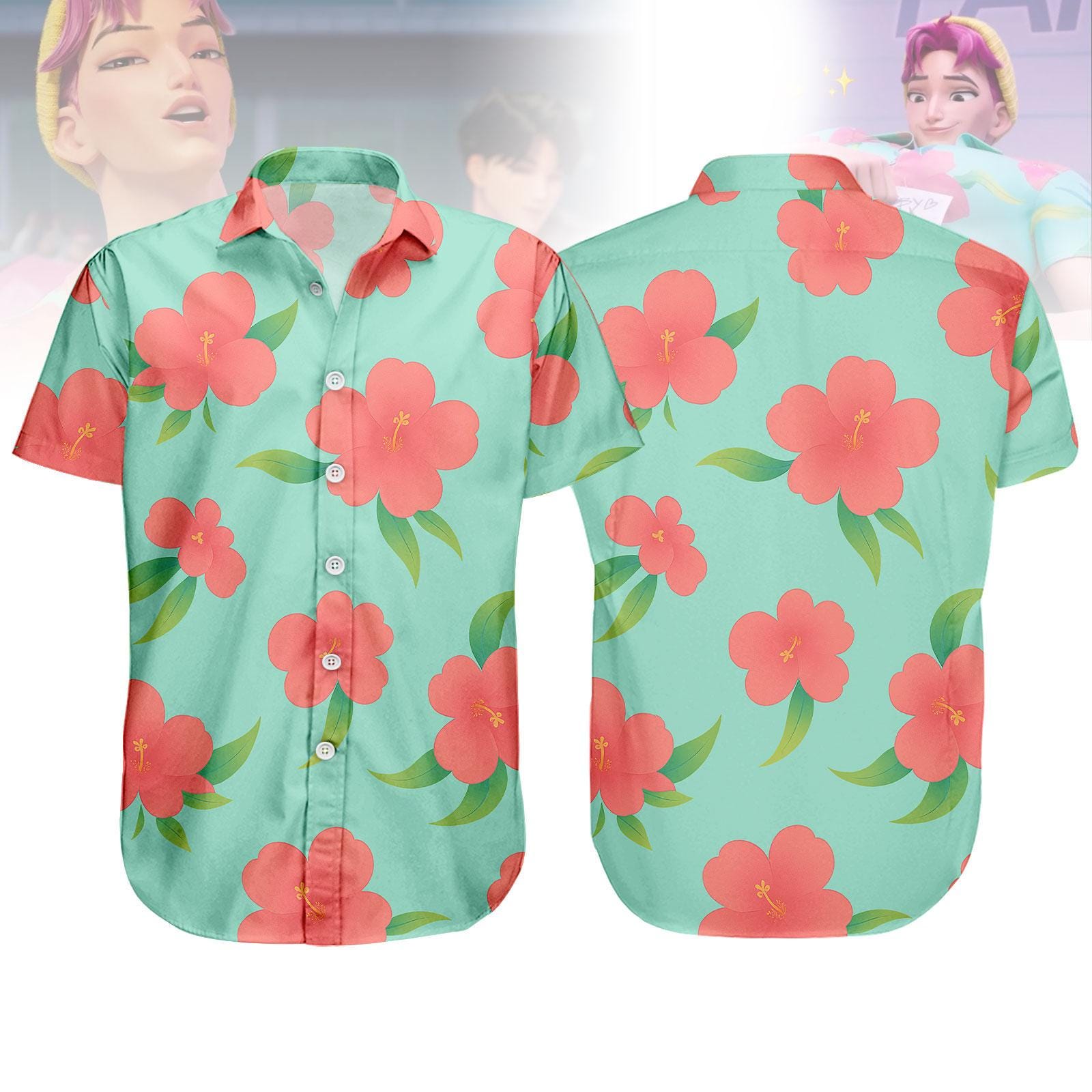 Kpop Demon Hunters Hawaii Shirt, Abby Hawaiian Shirt, Saja Boys Button Up Shirt, Gift for Kpop Lover
