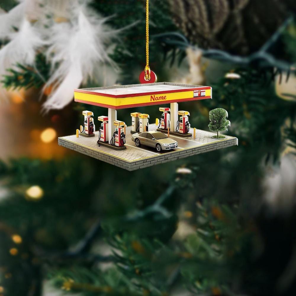 Custom Name Gas Station Ornament, Gas Pump Christmas Ornament, Fuel Pump Ornament Gift, Gasoline Ornament, Petrol Keepsake