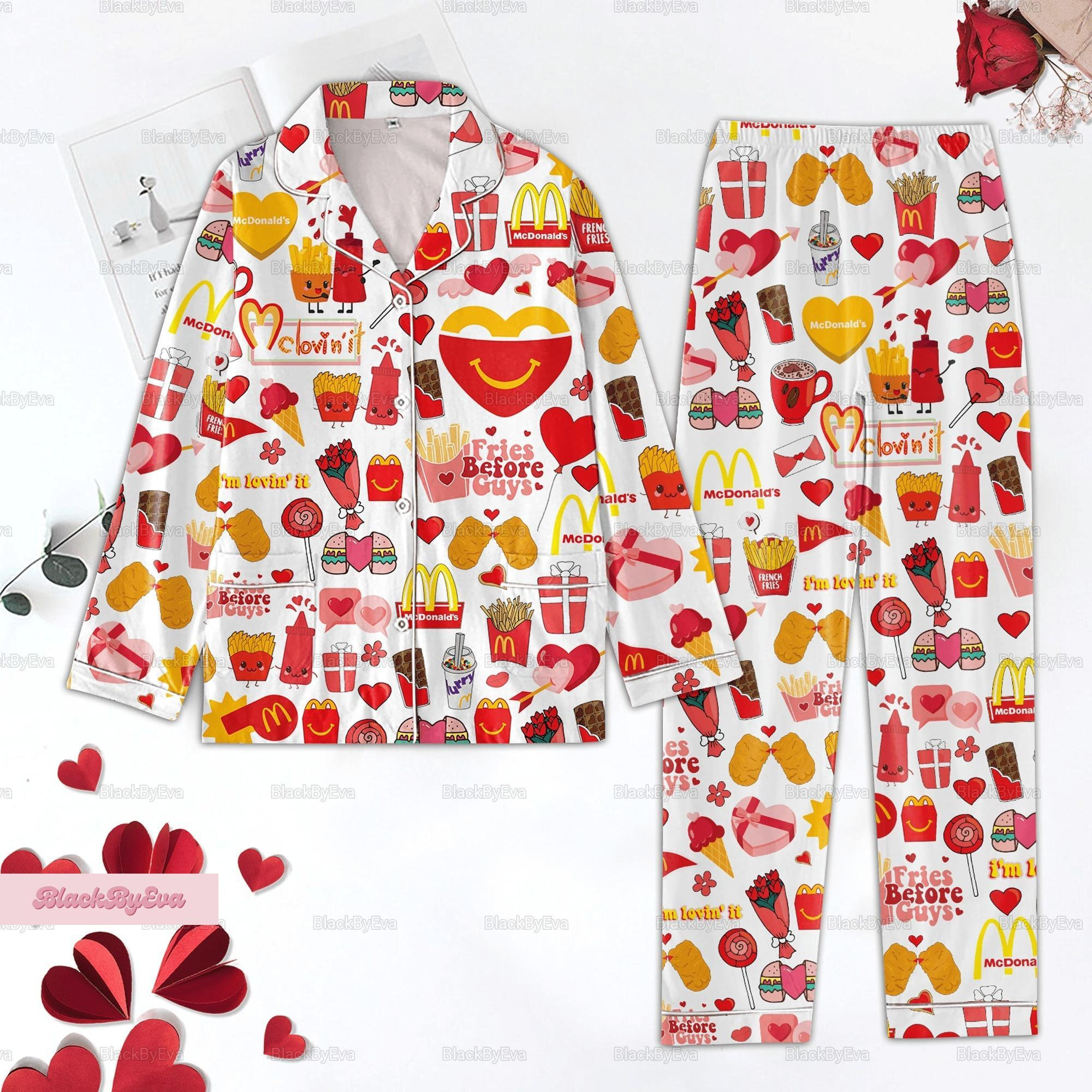 Mcdonald Pajama Set, Mcdonald Tshirt, Mcdonald Holiday Pajamas, Mcdonald Women Pajamas, Fast Food Bridesmaid Pajamas, Fast Food Shirt