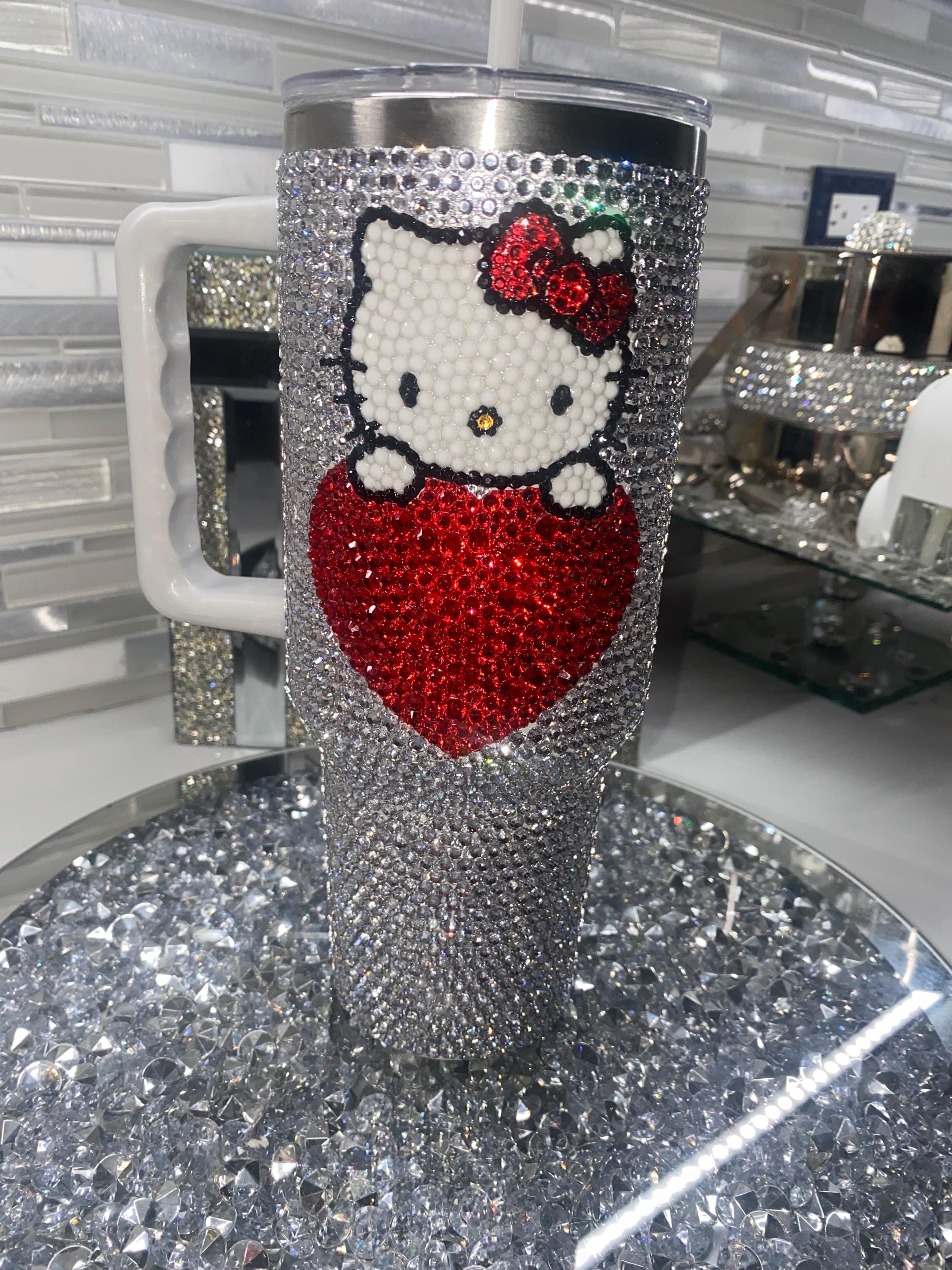 Kitty 40 Oz Bling Tumbler | Birthday Gift | Rhinestone Tumbler