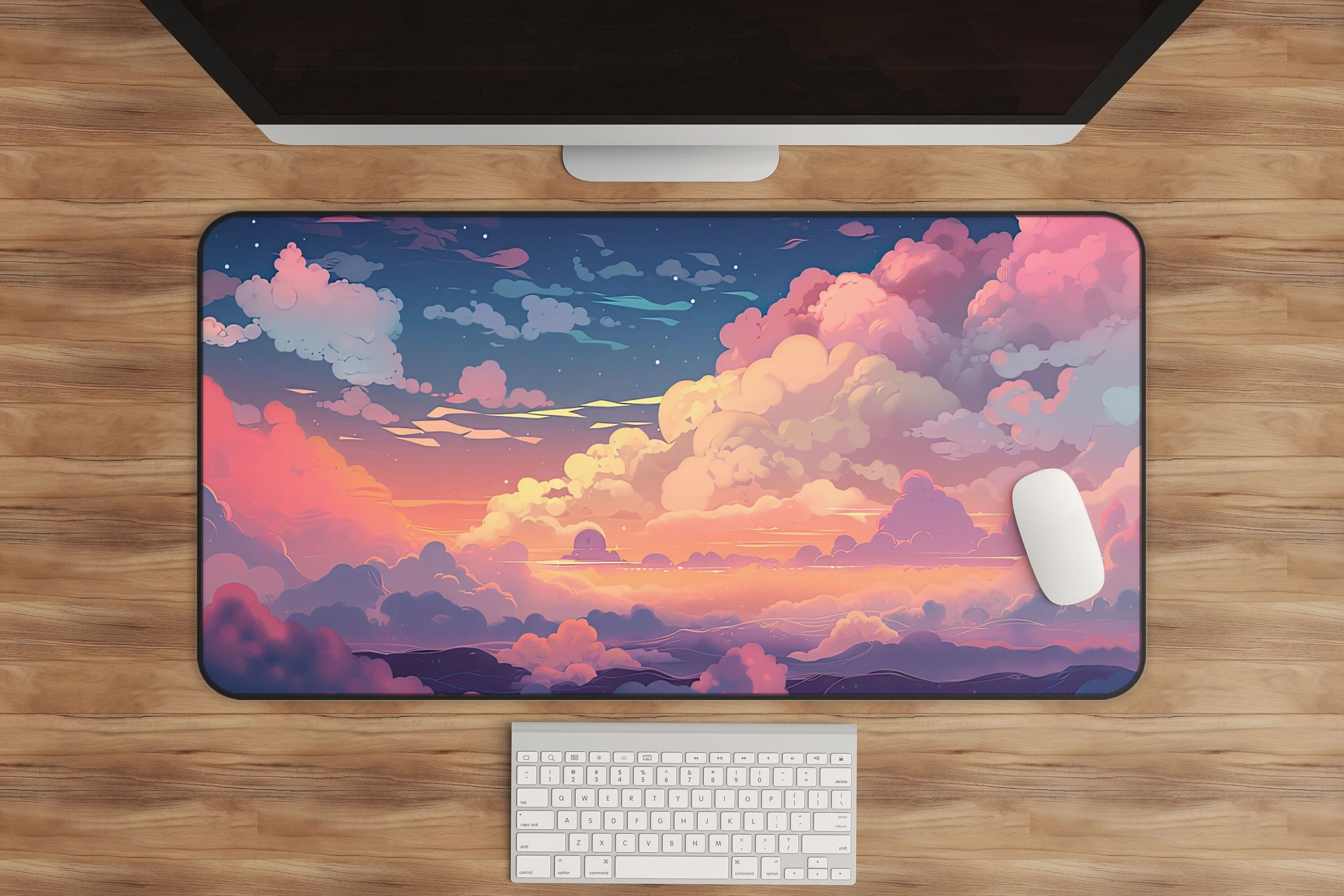 Gaming Desk Mat – Kawaii Clouds Extra Large Mouse Pad