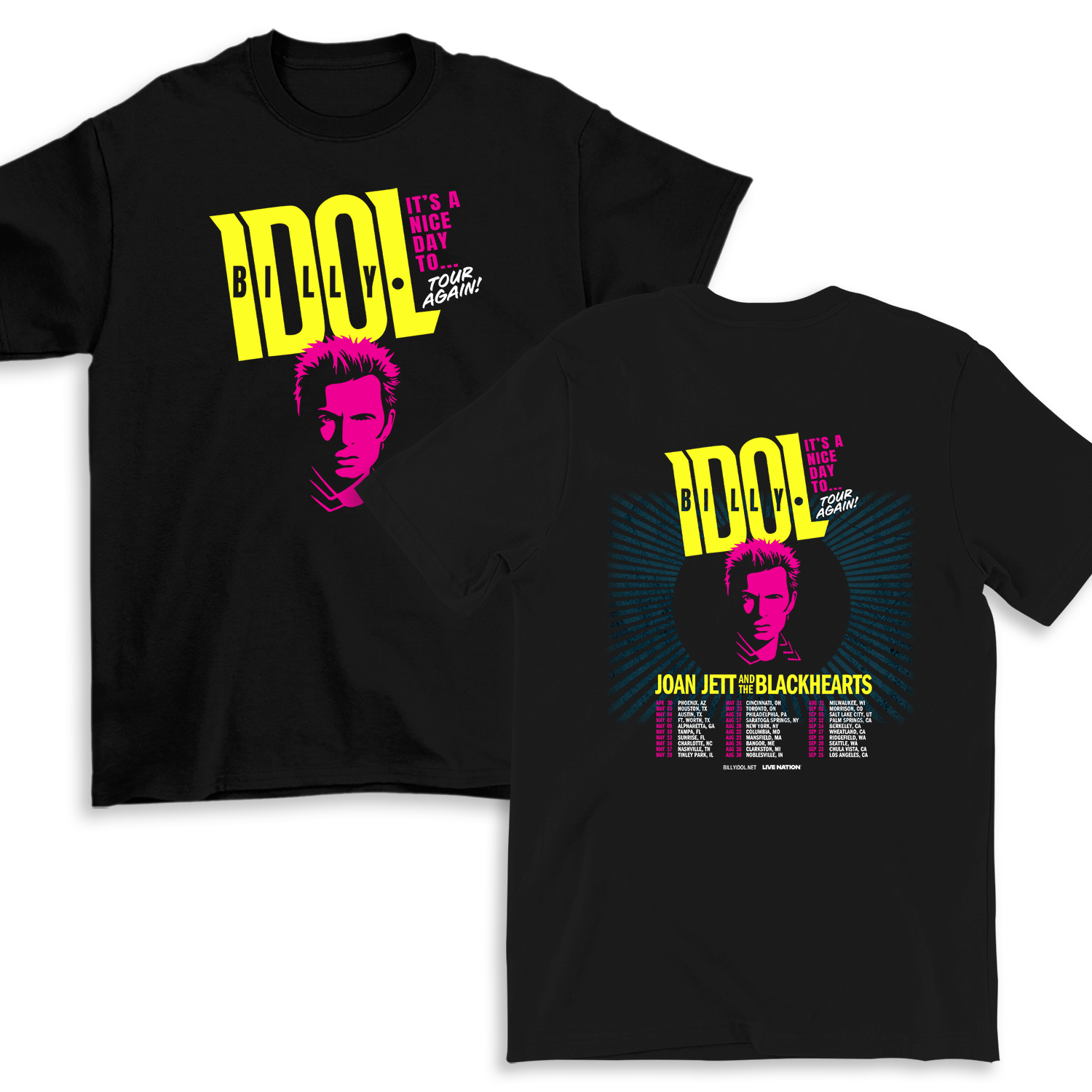 Billy Idol It’s Nice Day To Tour 2025 With Joan Jett And The Blackhearts T-Shirt