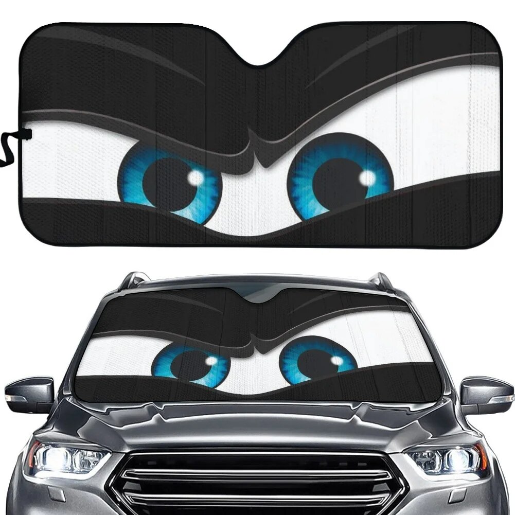 3D Cool Anger Eyes Printing Car Shades for Front Windows Stylish Car Sun Shade