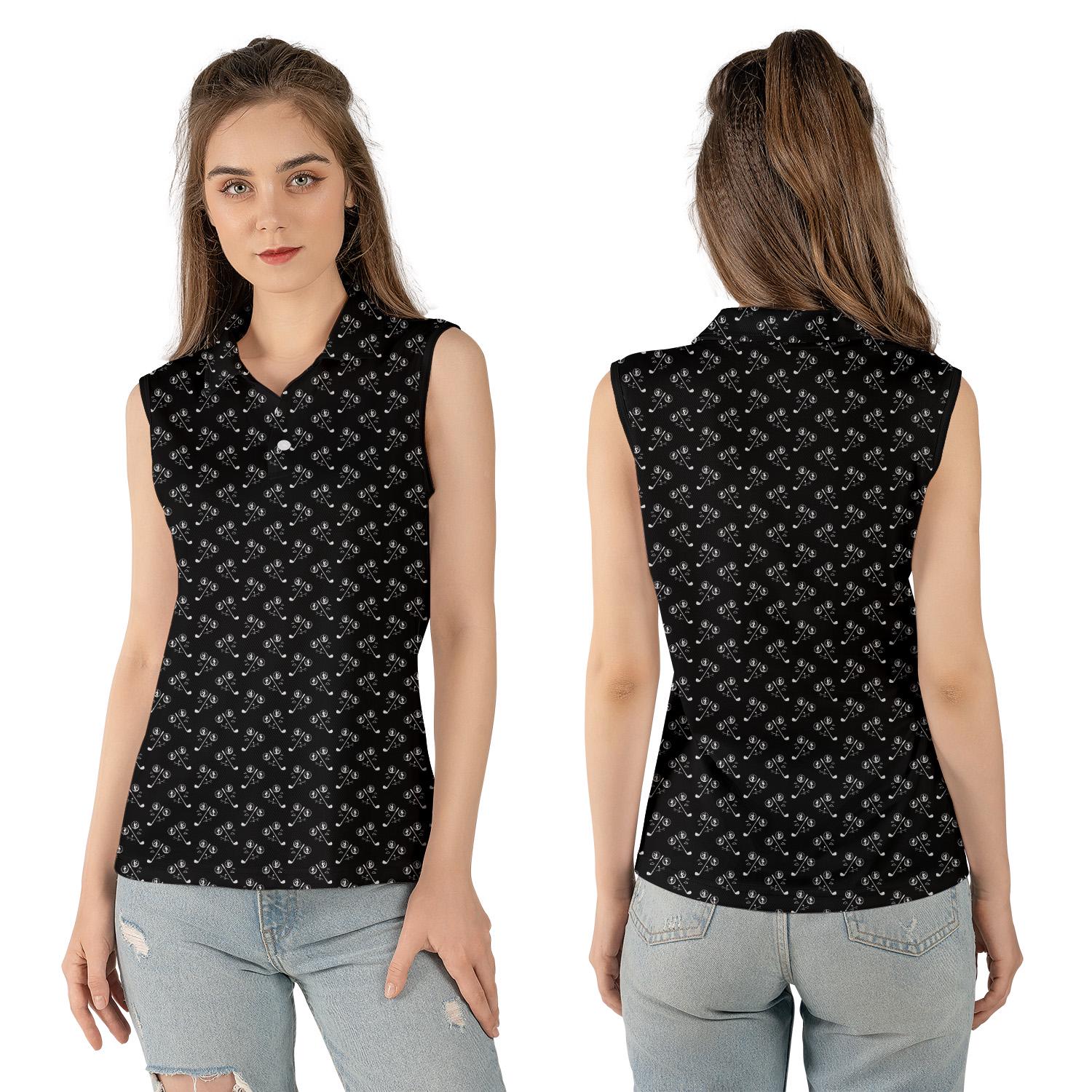 Women's Sleeveless Funny Kama Sutra Inspired Polo Shirt, Naughty Adult Humor Gag Graphic Top, Bachelor Party Novelty Tee