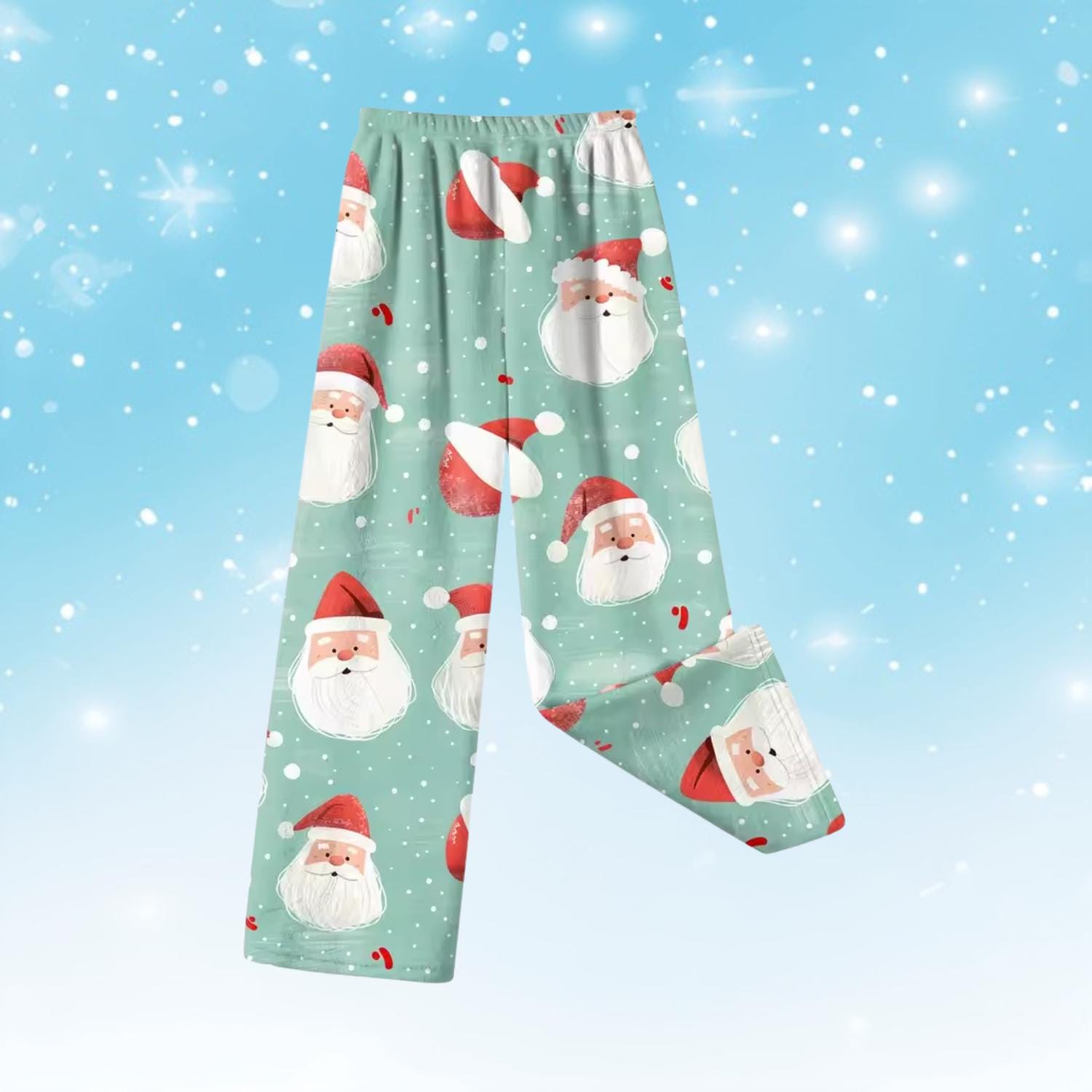 Santa Print Christmas Pajama Pants - Festive Holiday Sleepwear