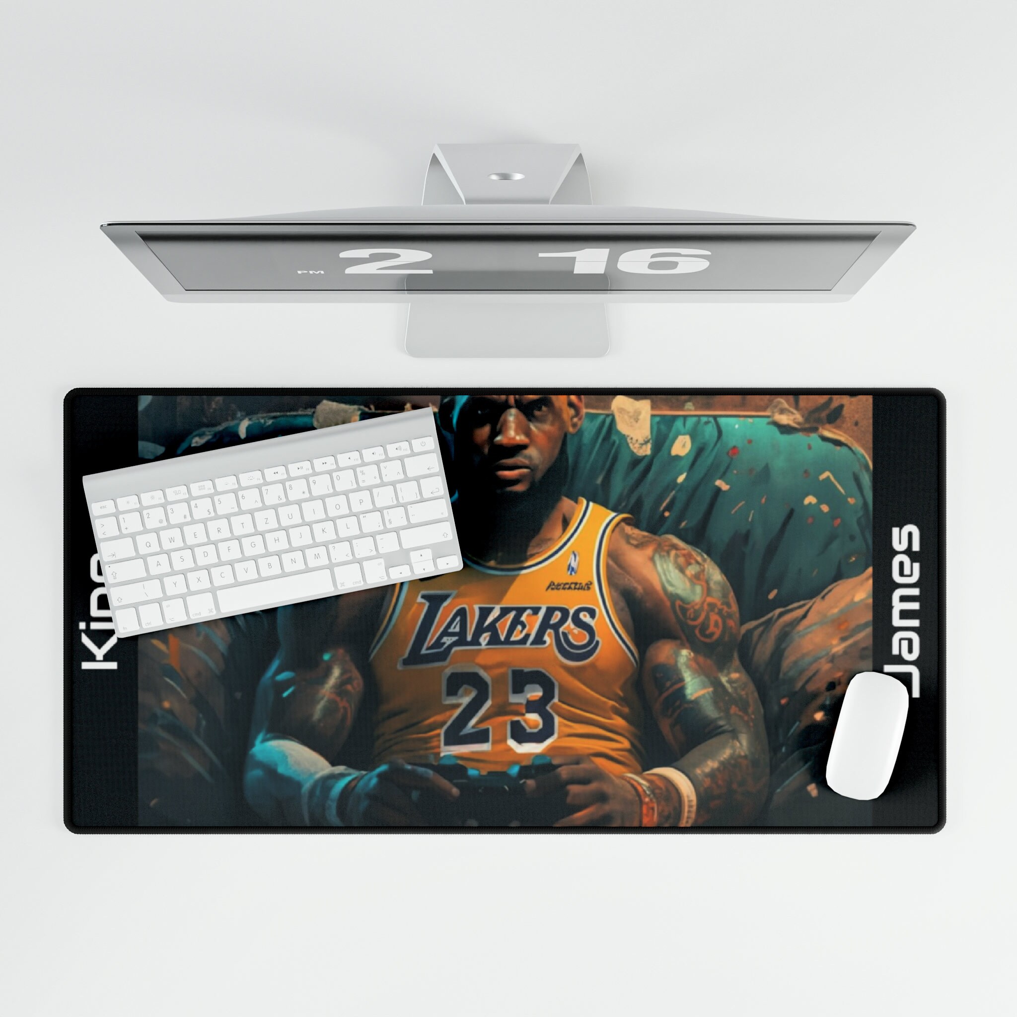 Desk Mat - Lebron James Gaming Edition - King James Holding a Controller Desk Mat - Basketball Edition Desk Mat - Gift for basketball fan