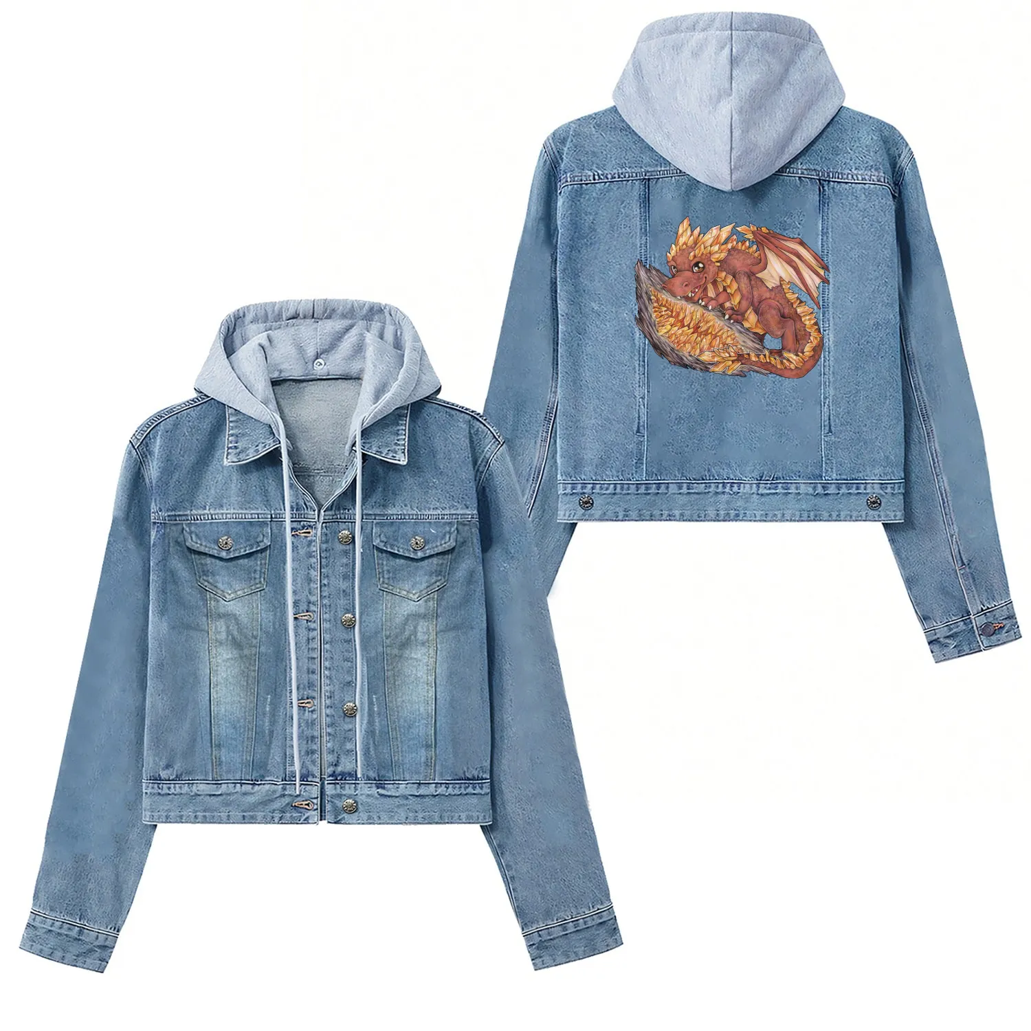 Drache Phantasie Mythologie Erde Geode Kristall Women's Denim Jackets