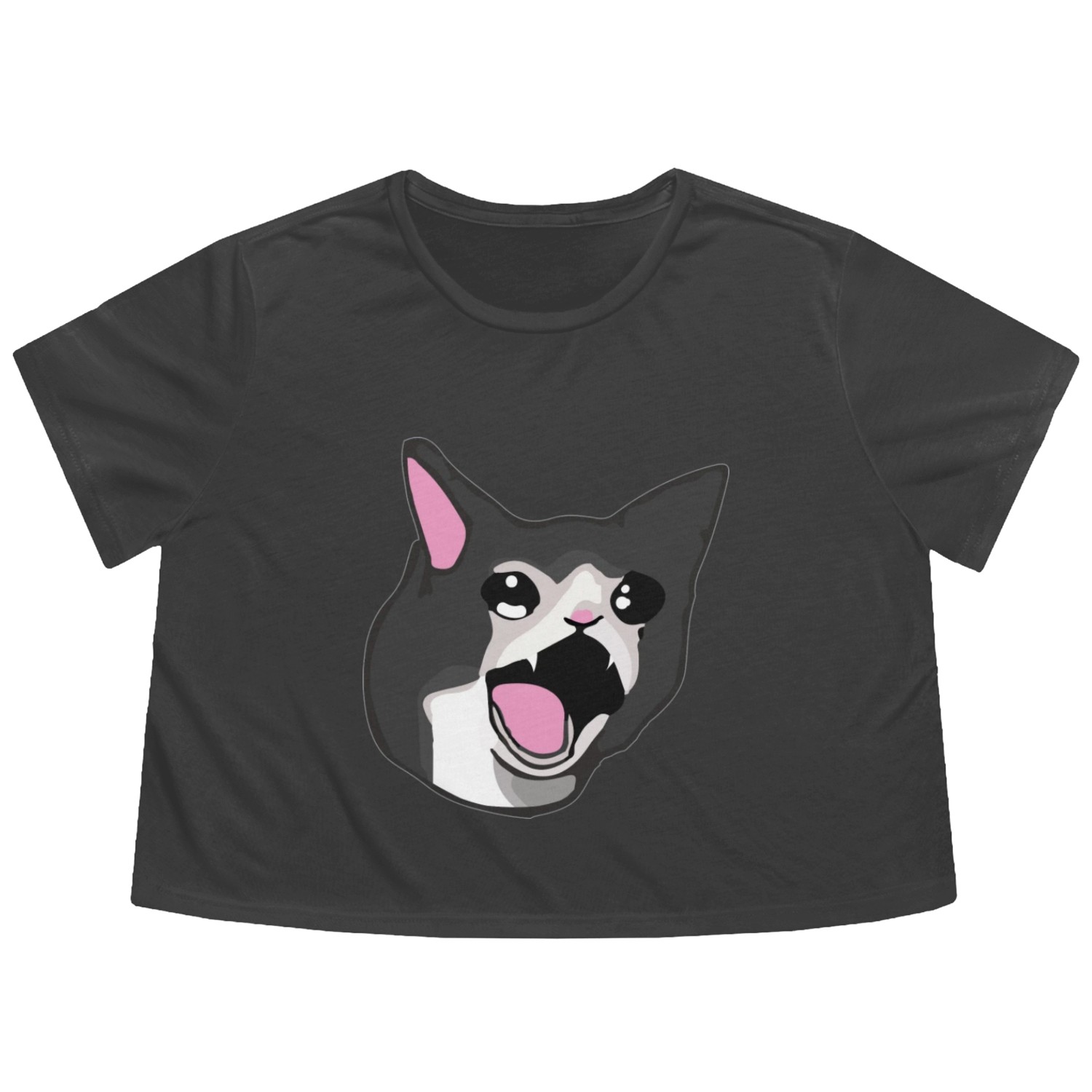 Yamero Crying Screaming Cat Meme Cute Japanese Flowy Cropped Tees