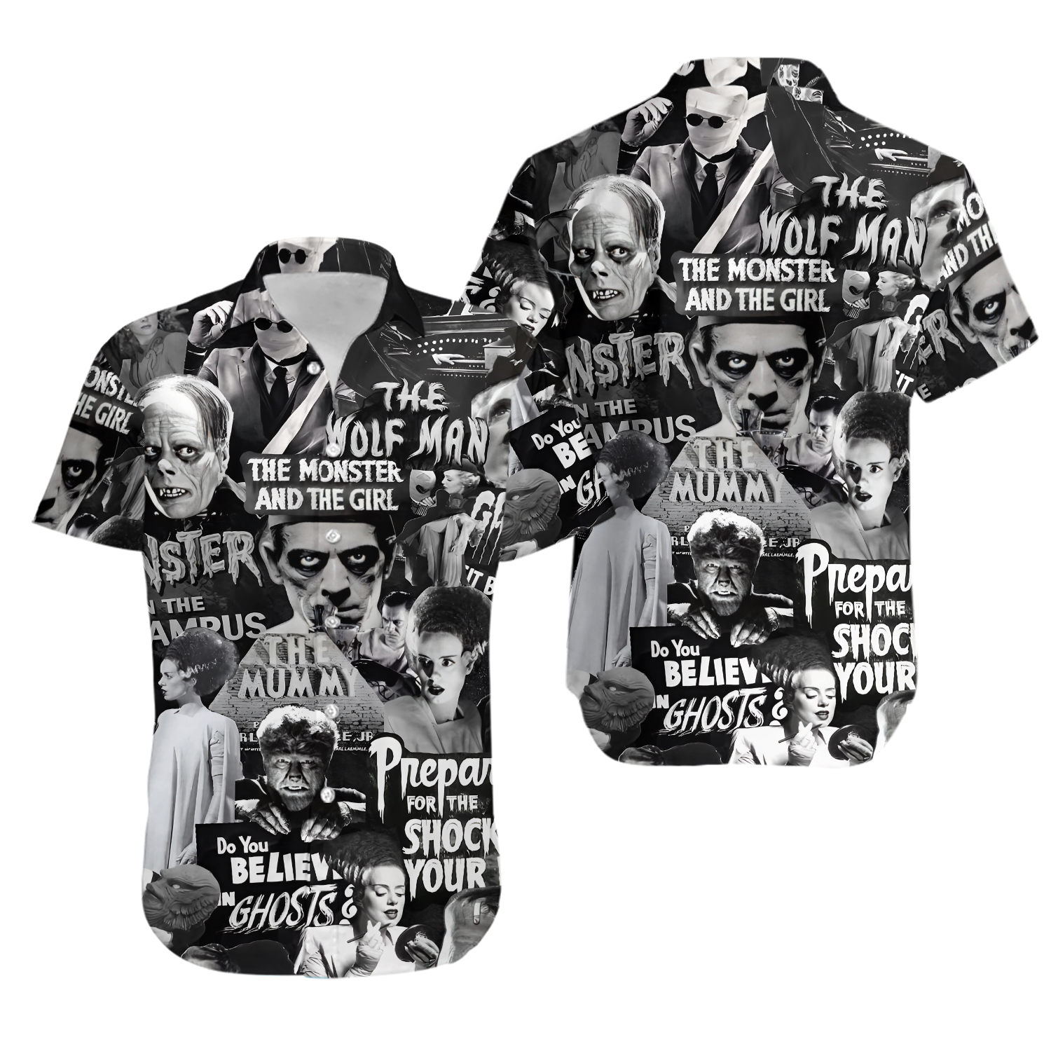 UniversaI Monsters Hawaiian Shirt Casual Button Down Shirt