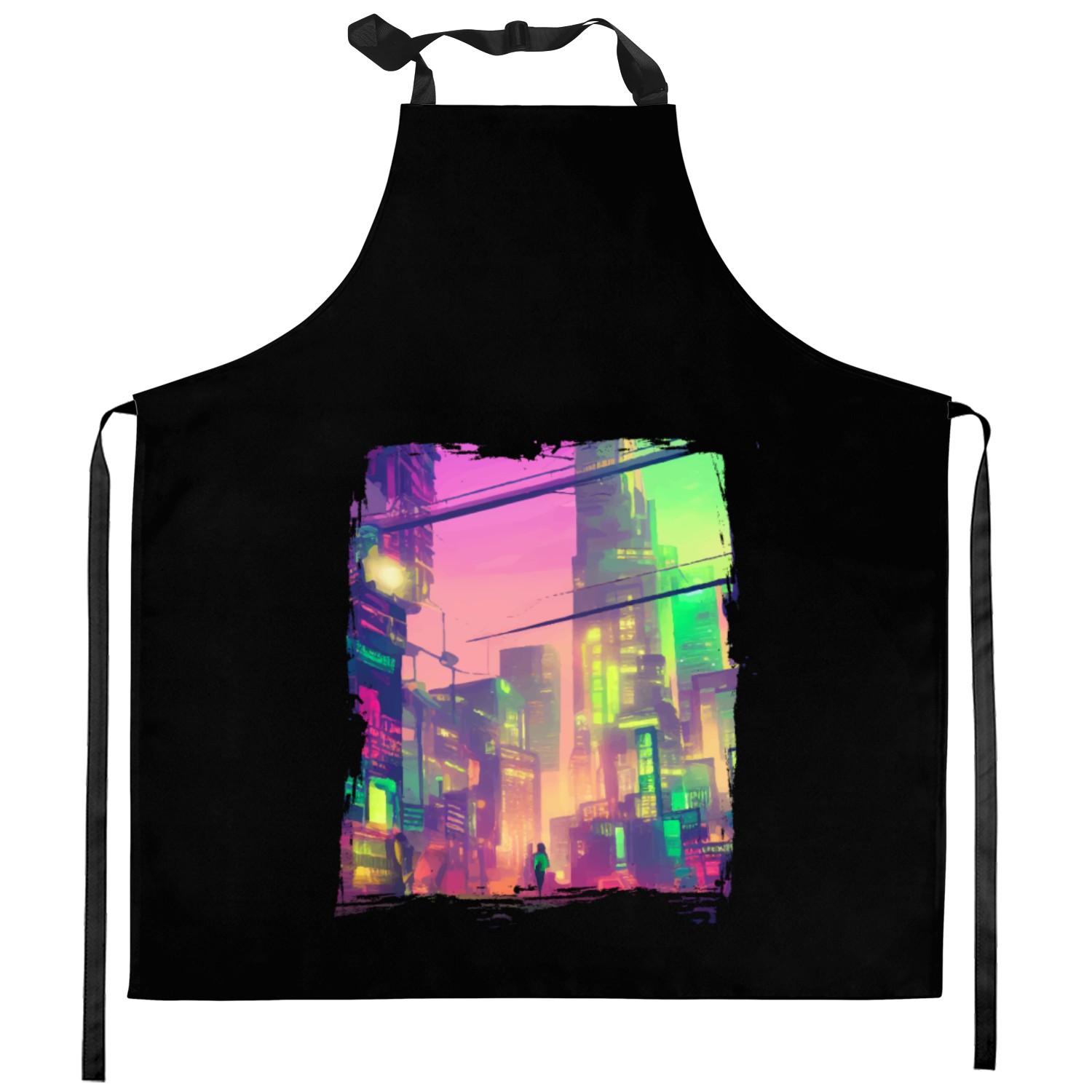 Cool Japanese World Japan Neon City Kitchen Aprons