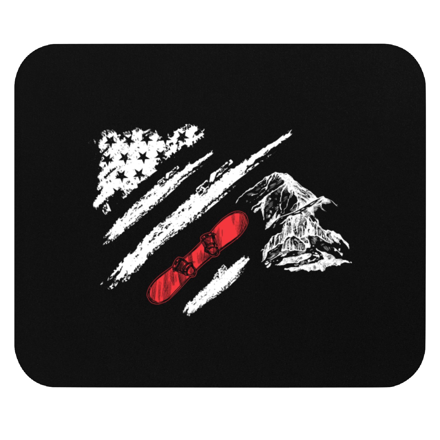 Snowboard in America flag Mouse Pads