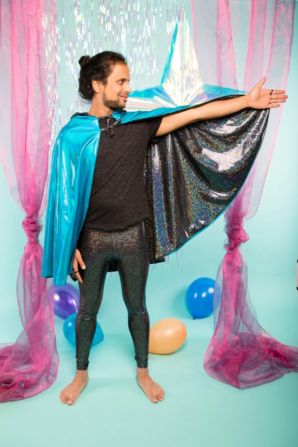 HOLOGRAPHIC BLACK MEGGINGS (Sparkly Men's Leggings - Handmade)