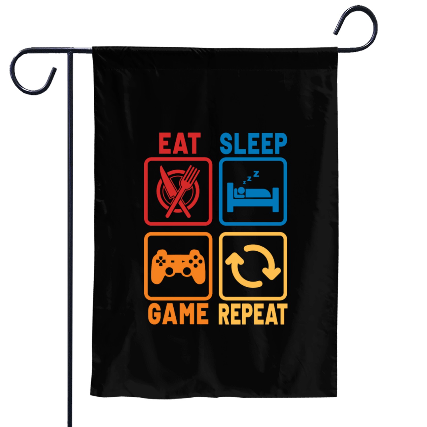 Eat Sleep Game Repeat Garden Flags