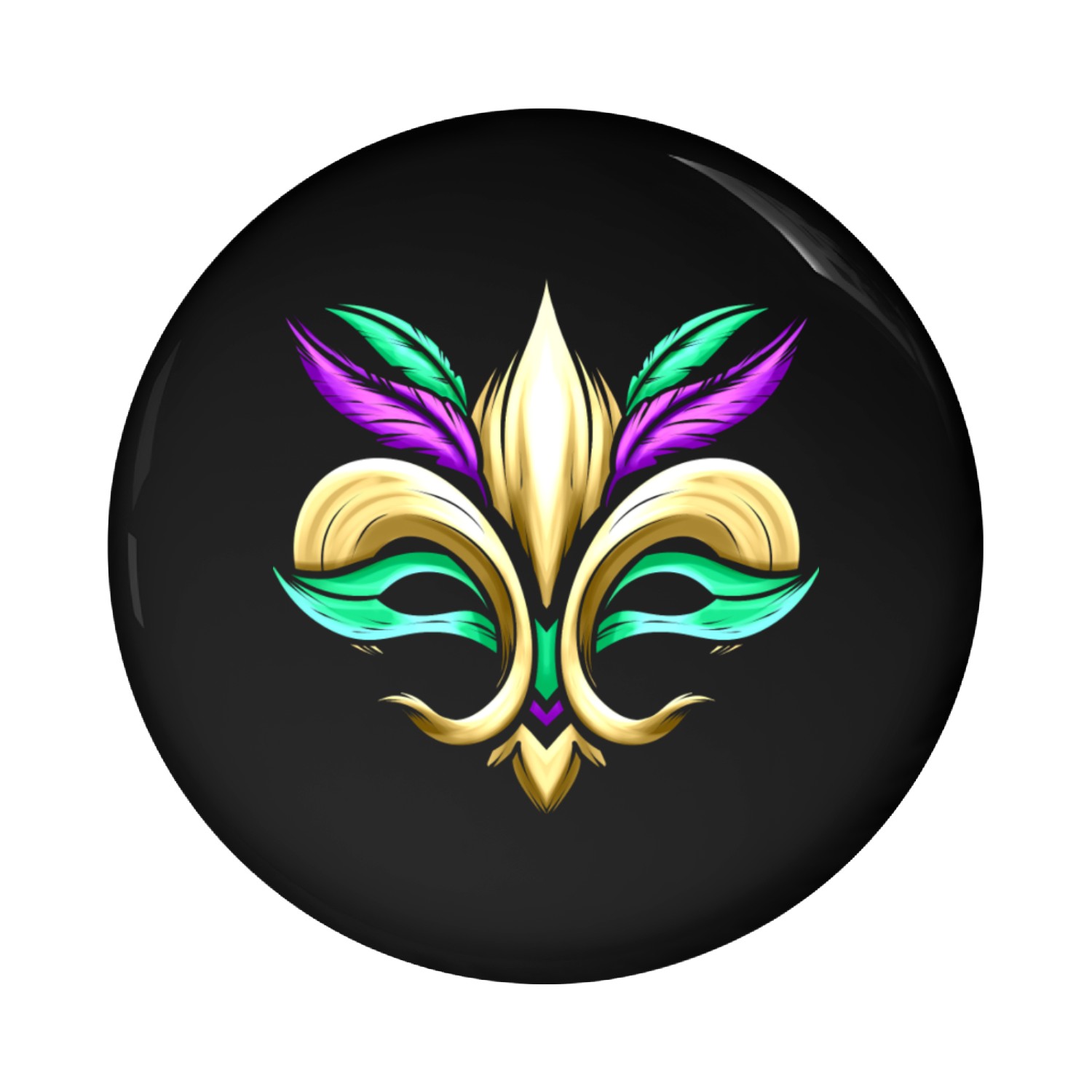 Combination Of Mask And Fleur De Lis For Mardi Pin Buttons