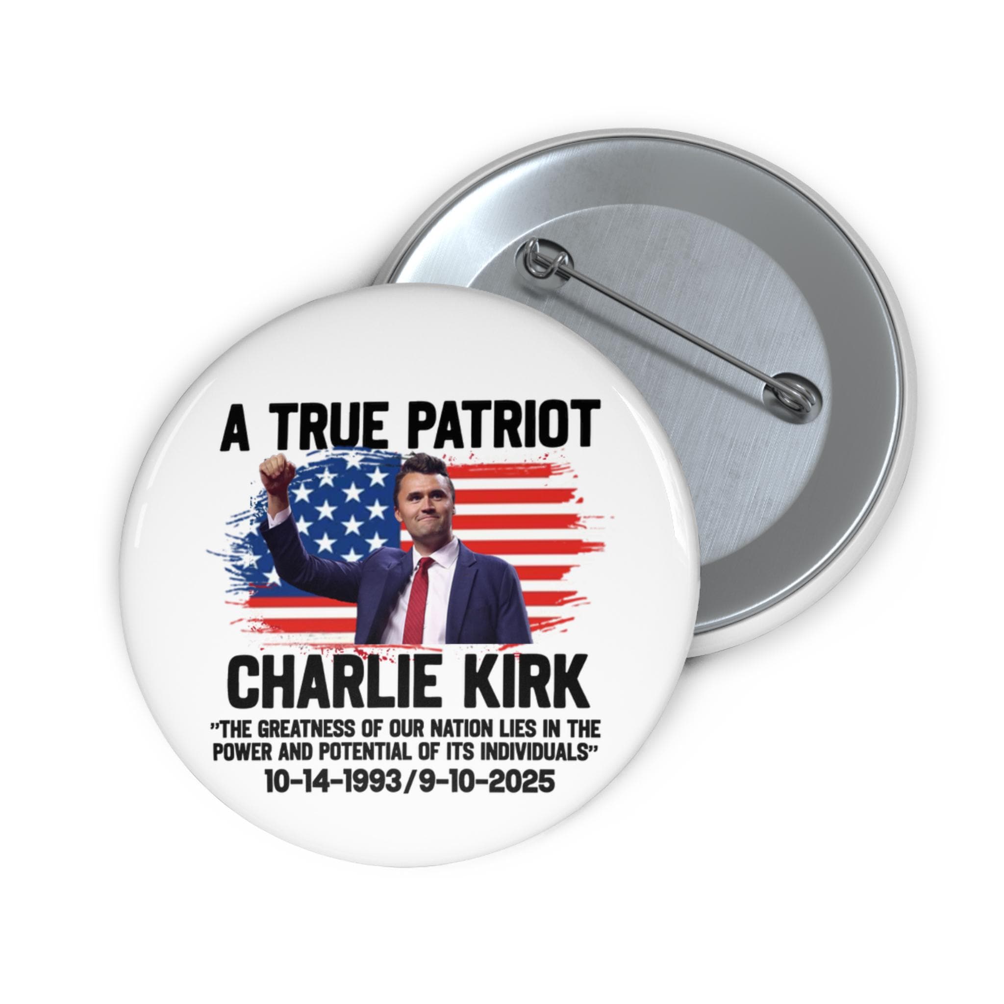 Charlie Kirk Pin Button, Political Memorial Badge, American Patriot Republican Pin, Conservative Collectible Accessory Gift