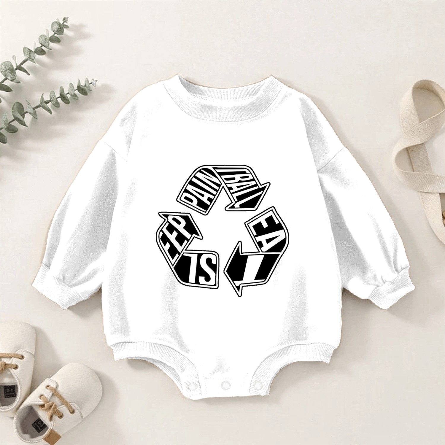 Eat sleep paintball repeat or recycle Baby Romper Sweatshirts