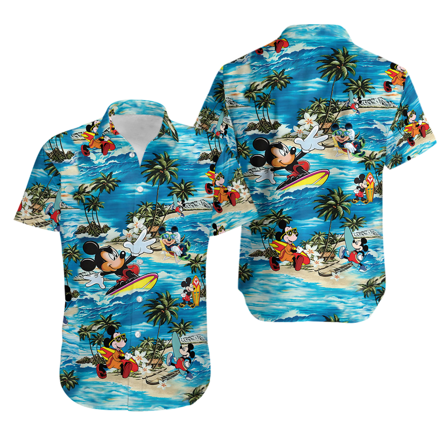 Mouse Cartoon Character Surfing Hawaiian Shirt, Summer Beach Trip Family Hawaiian T-shirt