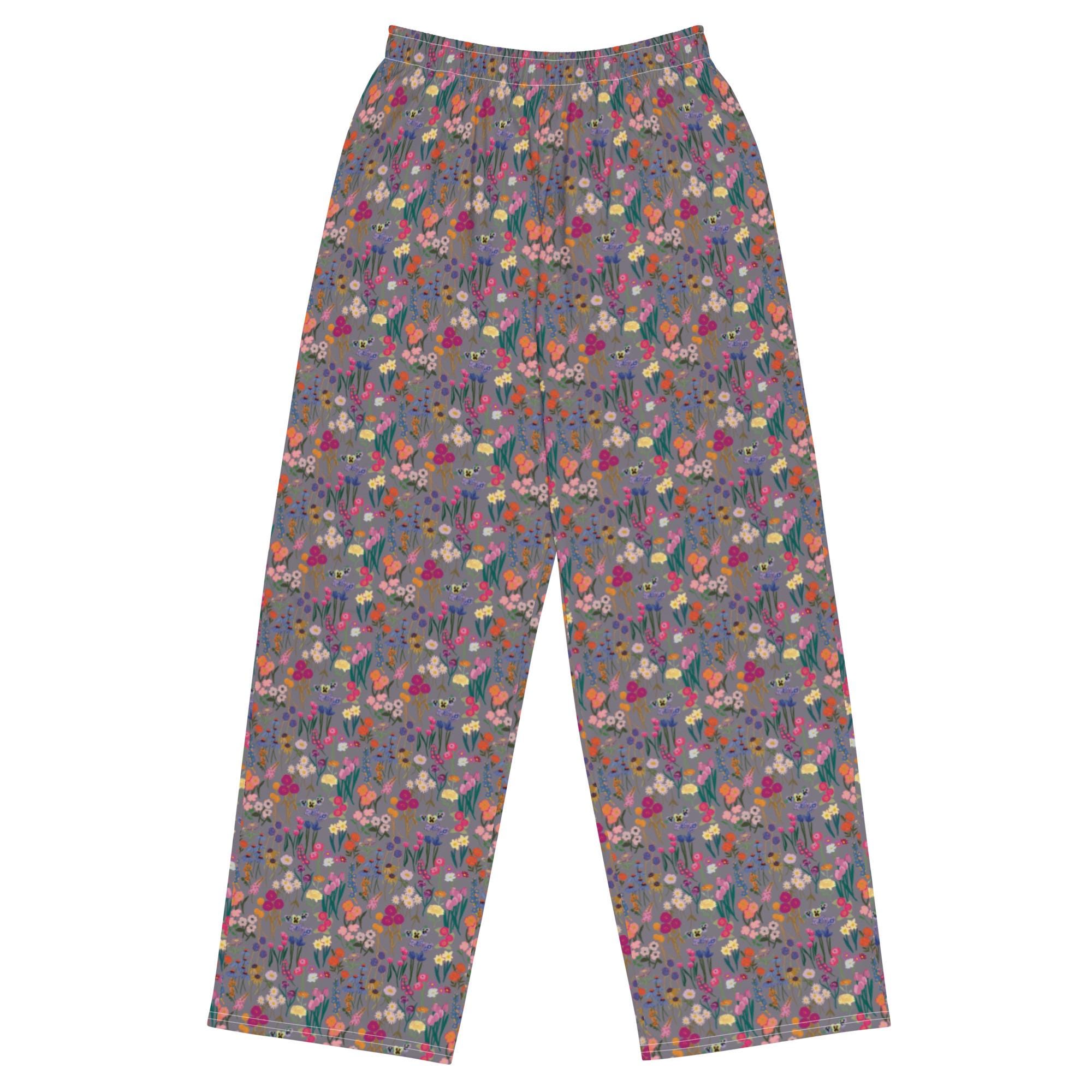 Pretty Floral Casual Pants // All-over print unisex wide-leg pants