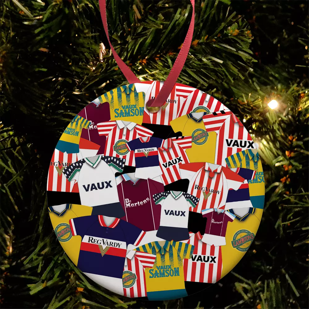 Sunderland Retro Kit Mash Christmas Tree Bauble Decoration Ceramic Fans Gift