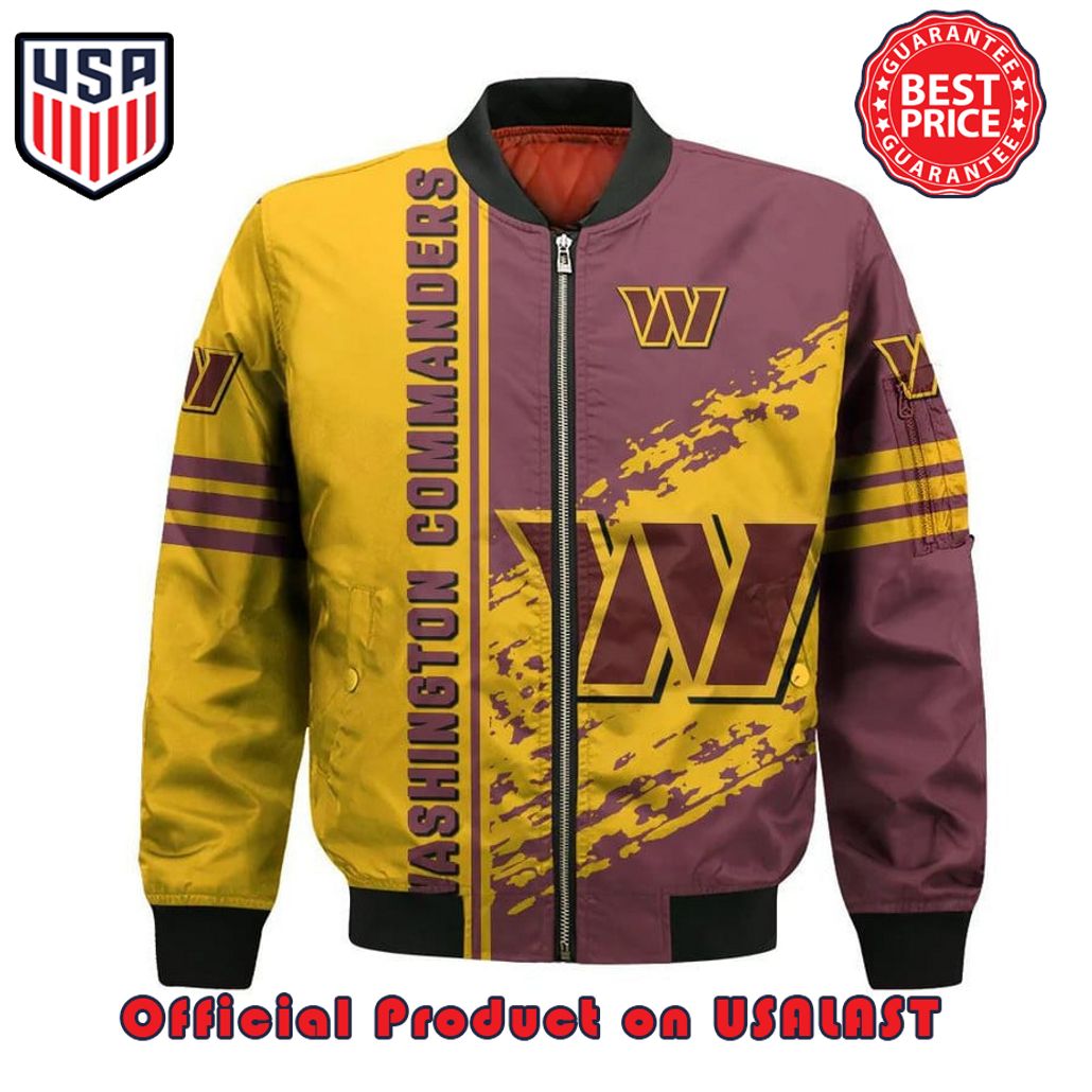 WASHINGTON COMMANDERS BOMBER JACKET 3D PRINTED LOGO PATTERN IN TEAM COLOURS