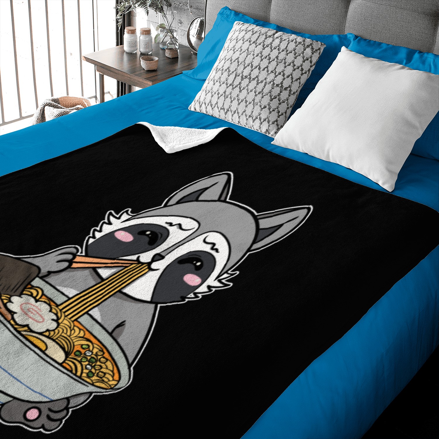 Raccoon Anime Ramen Japanese Noodle Soup Baby Blankets