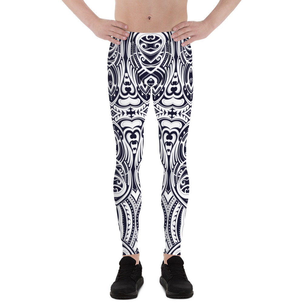 Mens Leggings - Meggings - Ta Moko Polynesian Maori Tattoo Print