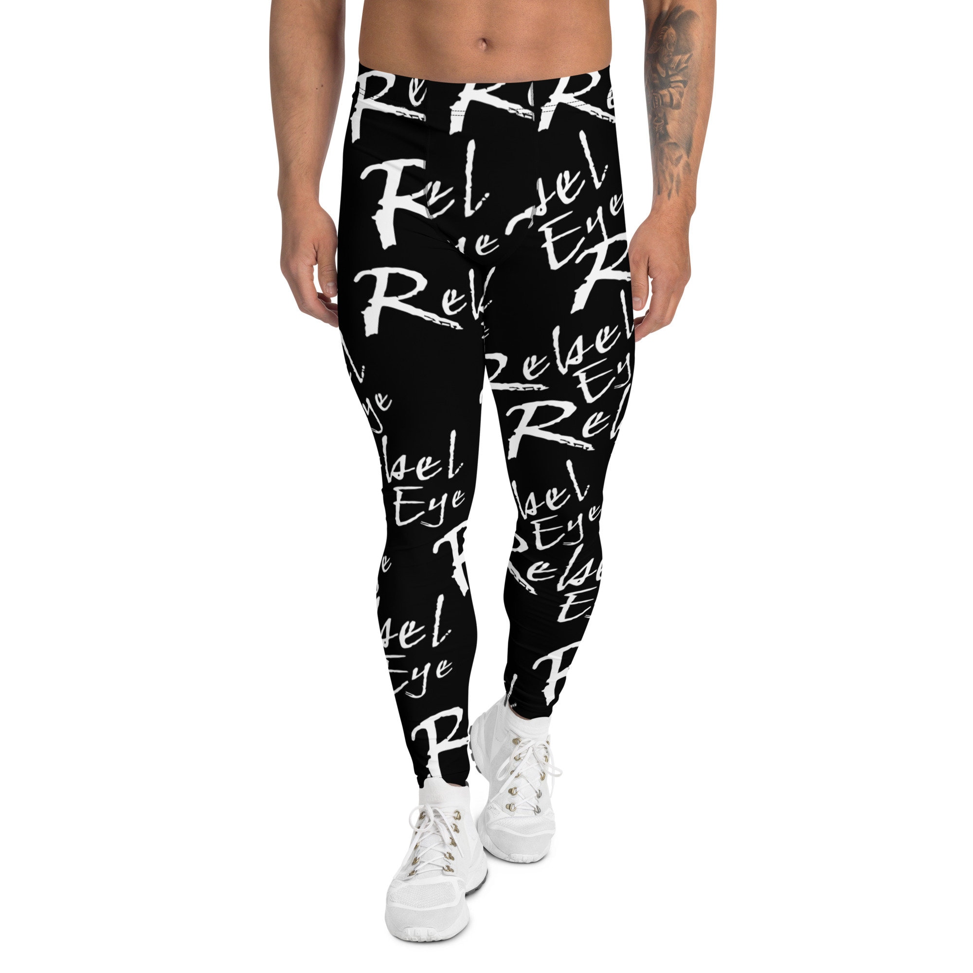 Mens Leggings, Stretchy Athletic Pants, Gym Workout Tights, Compression Bottoms