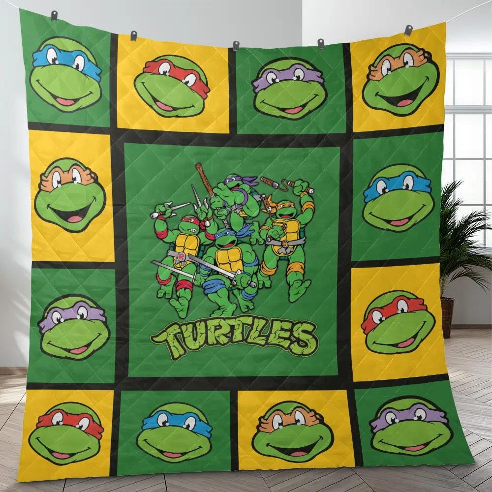 Teenage Mutant Ninja Turtles Quilt Blanket, Ninja Turtles Cozy Quilt Blanket, Ninja Turtles Blanket, Bedding Decor, Home Decor Gift.