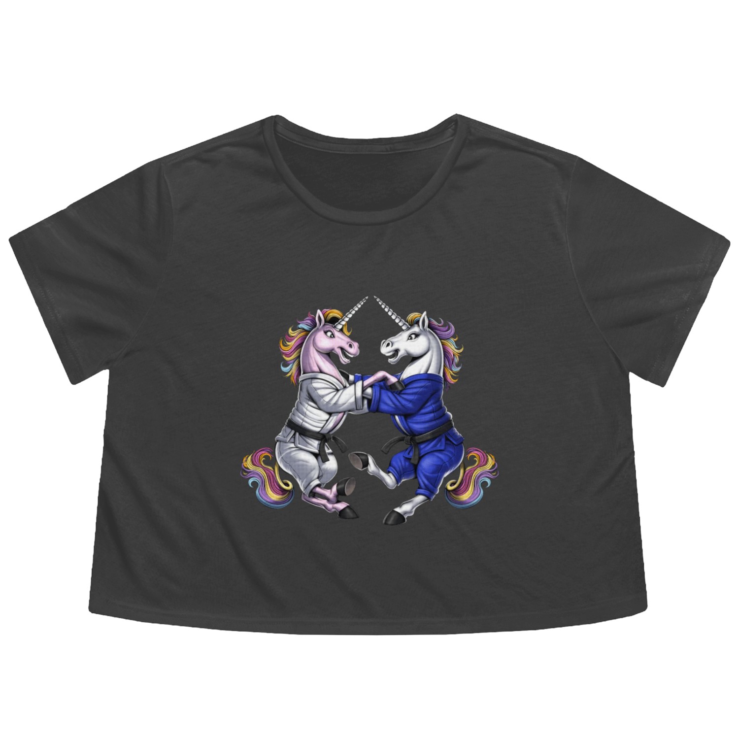Unicorns Jiu-Jitsu Wrestling Flowy Cropped Tees