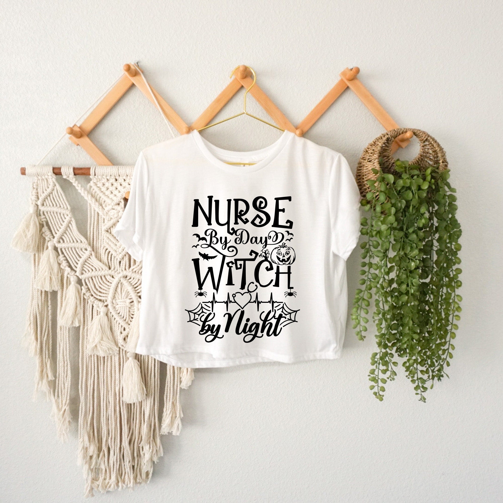 Halloween Nurse Crop Top, Witch Family Gift, Bat Halloween Crop Top, Party Crop Top