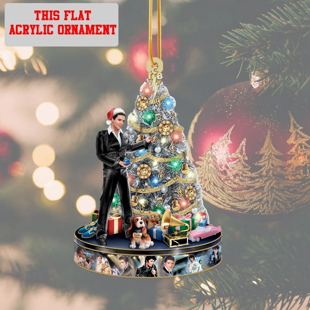 Elvis Rock N Roll Tabletop Christmas Tree 2D Acrylic Ornament for Fans