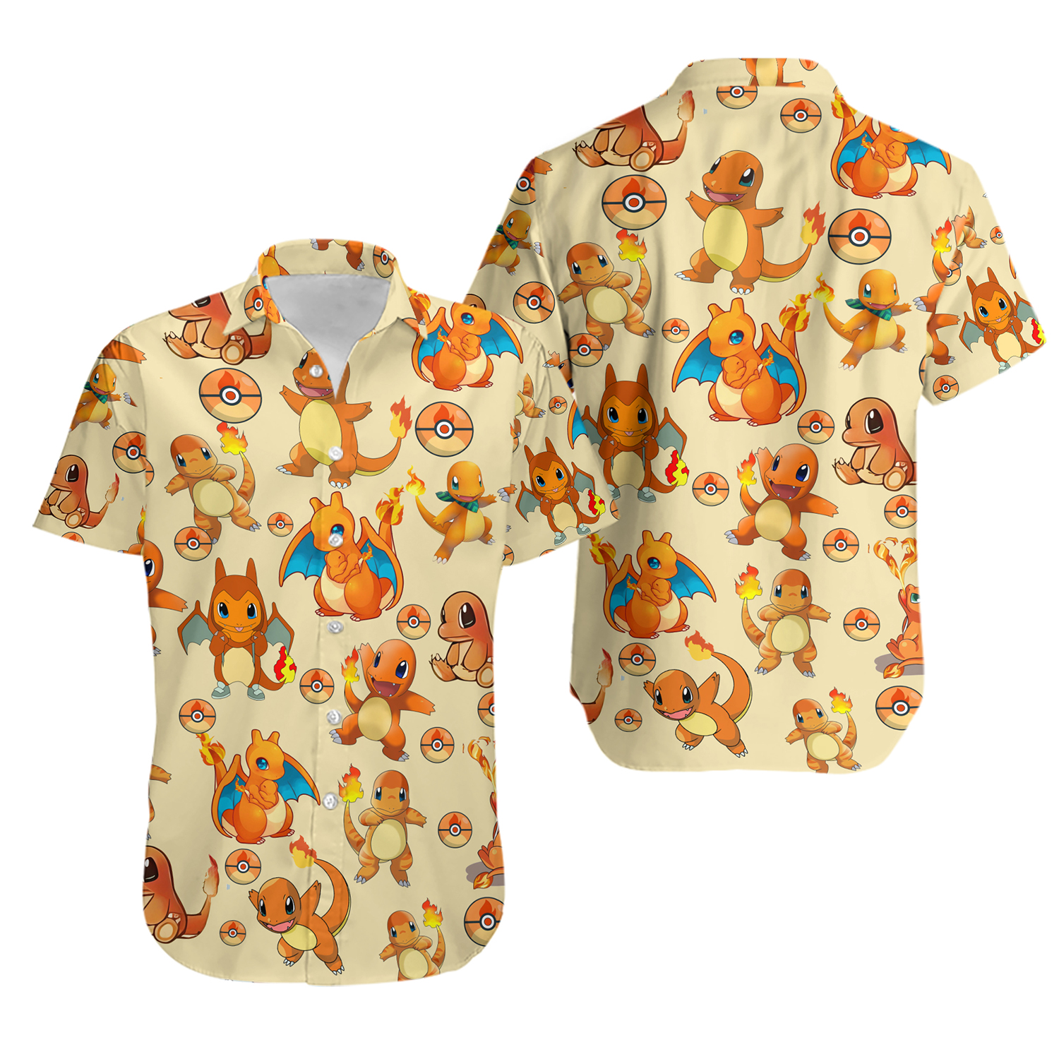 PKM Charmander Evolution Pokeball Hawaiian Shirt