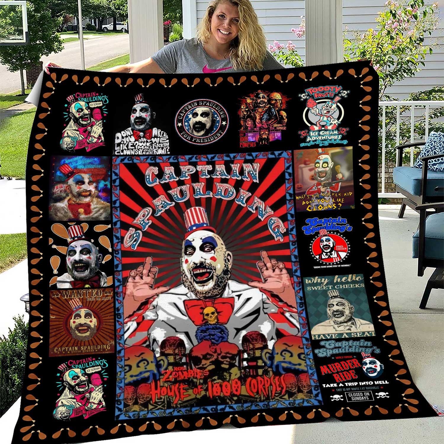 House of 1000 Corpses Blanket | Captain Spaulding Blanket | Horror Movie Blanket for Bed Couch Sofa