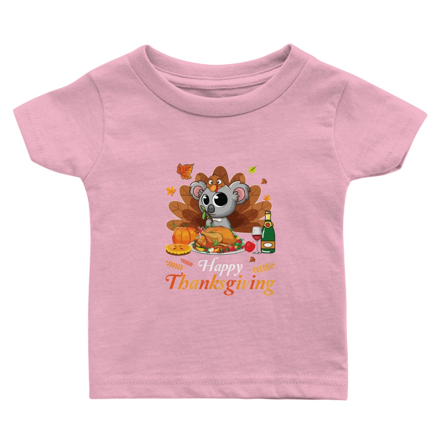 Koala Turkey Costume Wine Pie Pumpkin Happy Baby T Shirts
