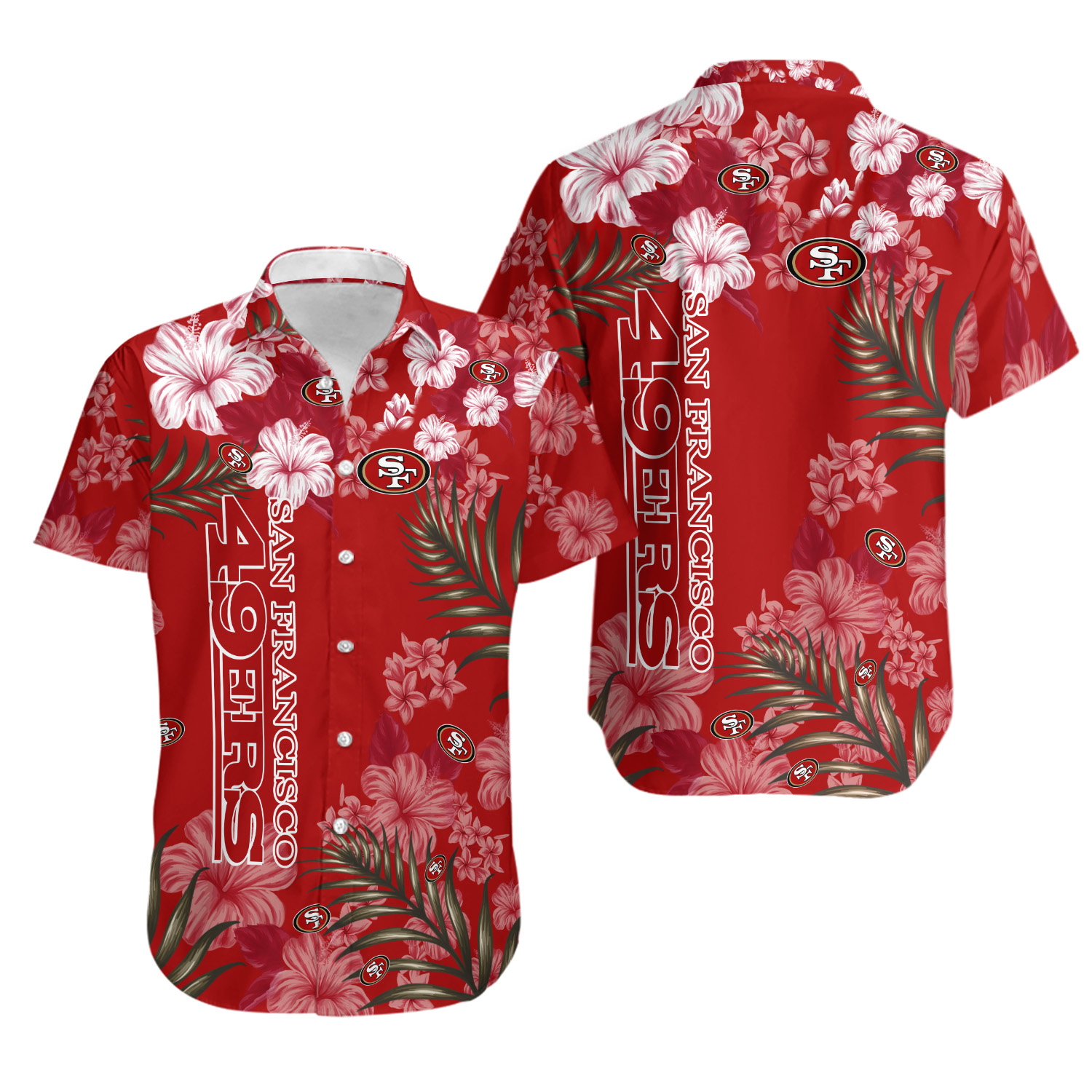 San Francisco Football Team 49erss Hawaiian Button Down Shirt