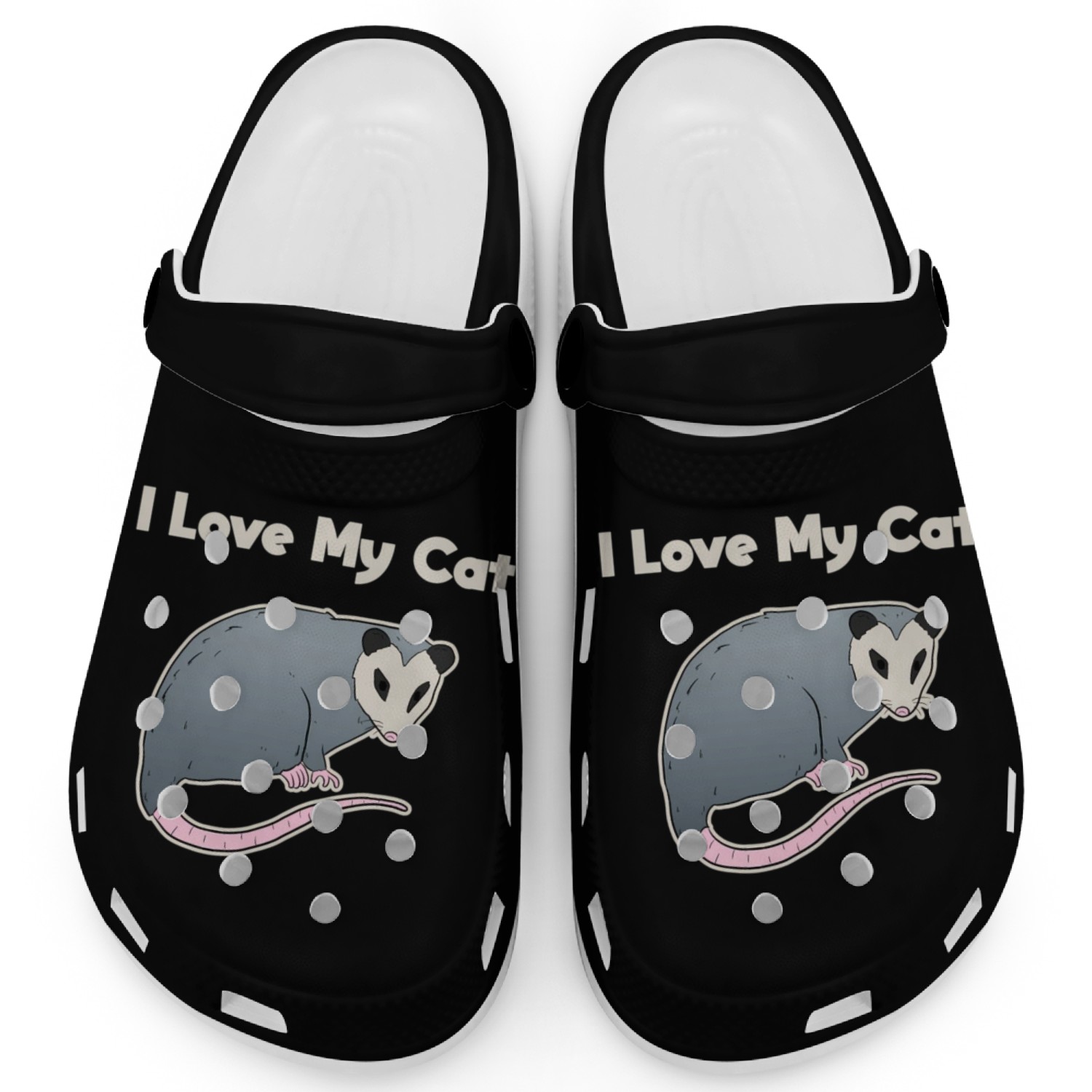 I Love My Cat Opossum Clogs