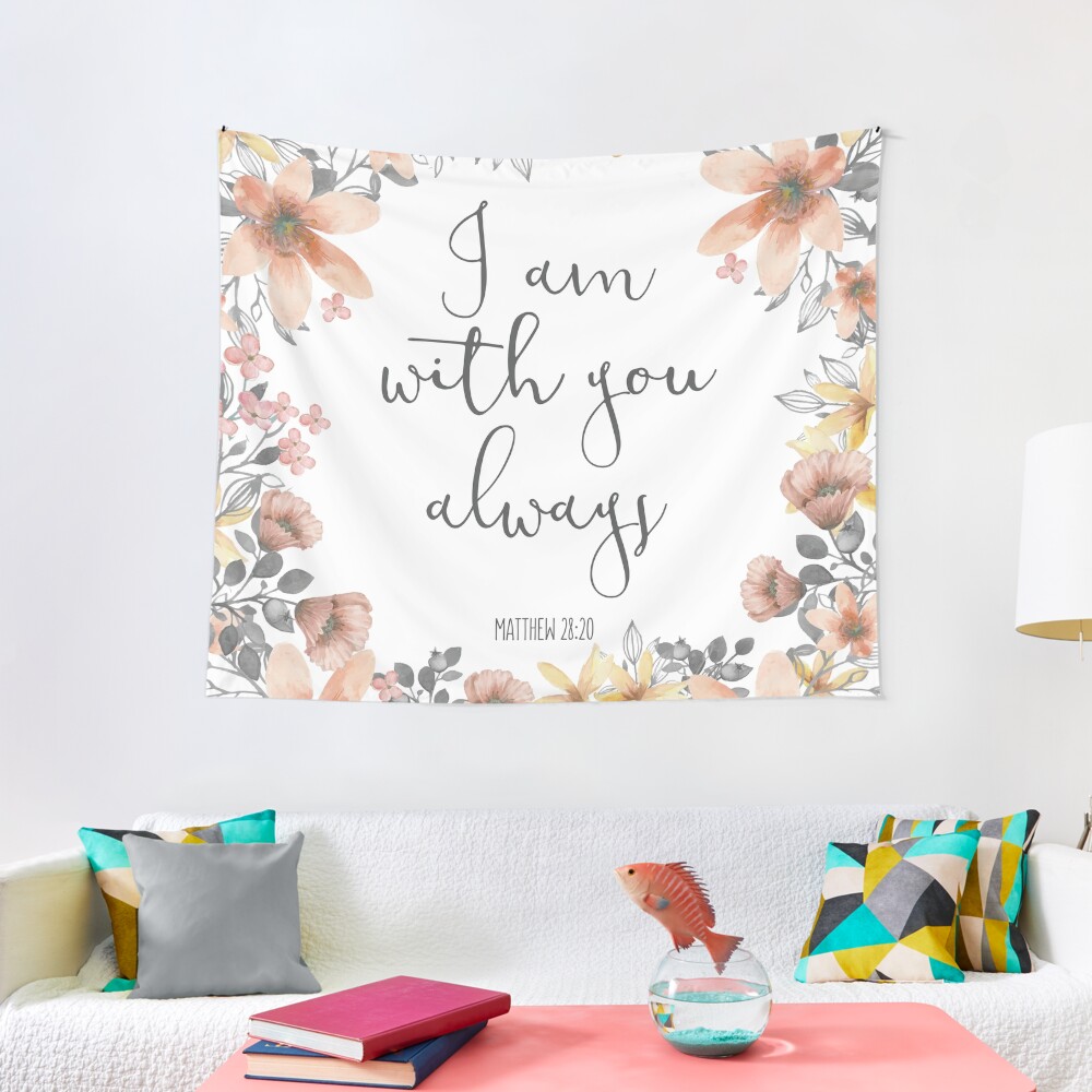 Bible Verse Watercolor Flowers Tapestry