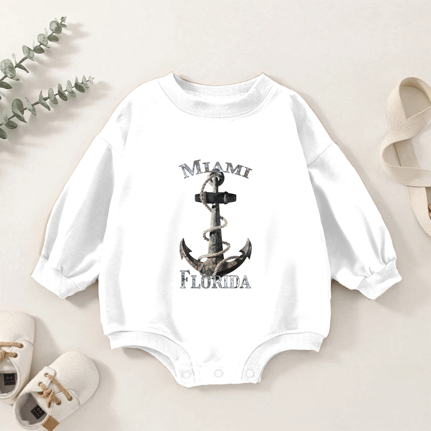 Miami Florida Nautical Anchor Sailing Baby Romper Sweatshirts