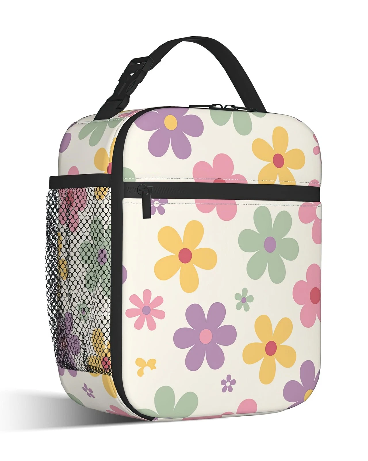70s Groovy Flowers Kids Lunch Bag for Boys and Girls